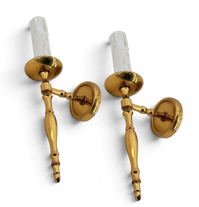Wall lamp (2) - Brass - Louis XVI style