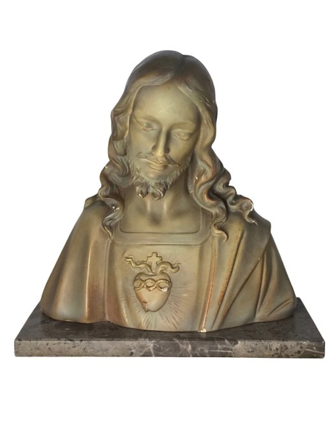 G. Marlon - Statue, Jezus op marmeren voet - 28 cm - Plaster - 1900