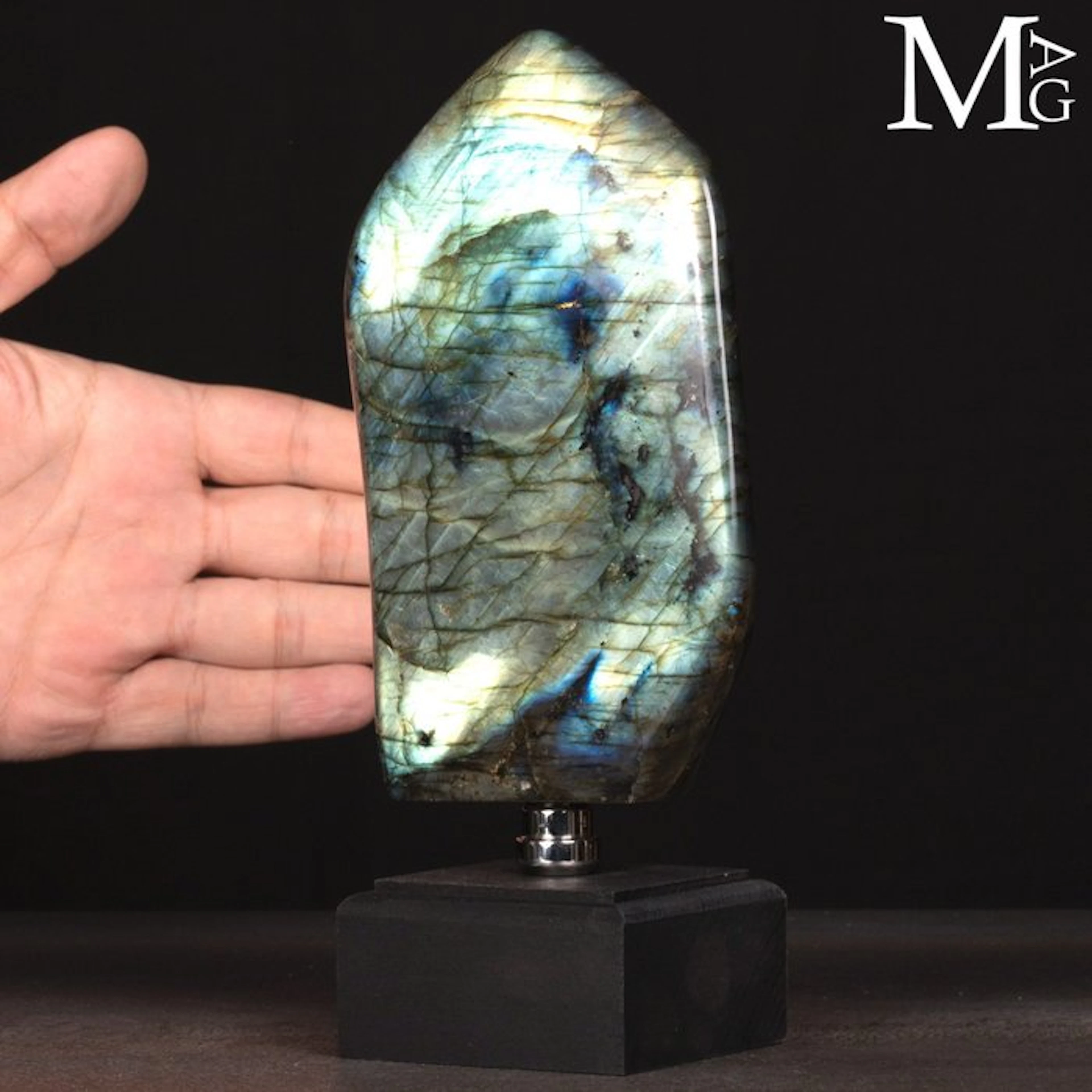 labradorite with golden and orange reflections...