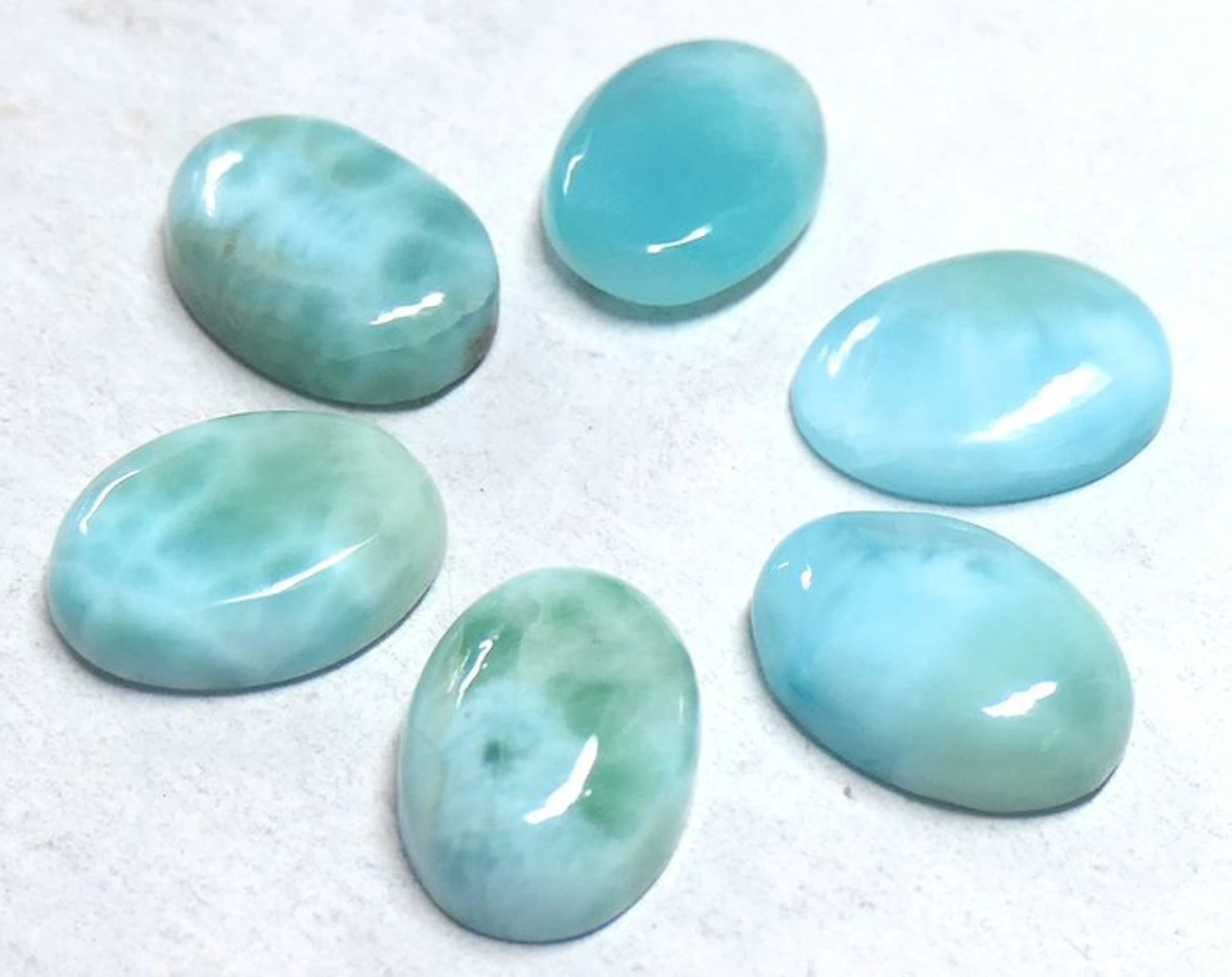 Gorgeous lot of Larimar - 100% natural - Cabochon- 6.85 g - (6)