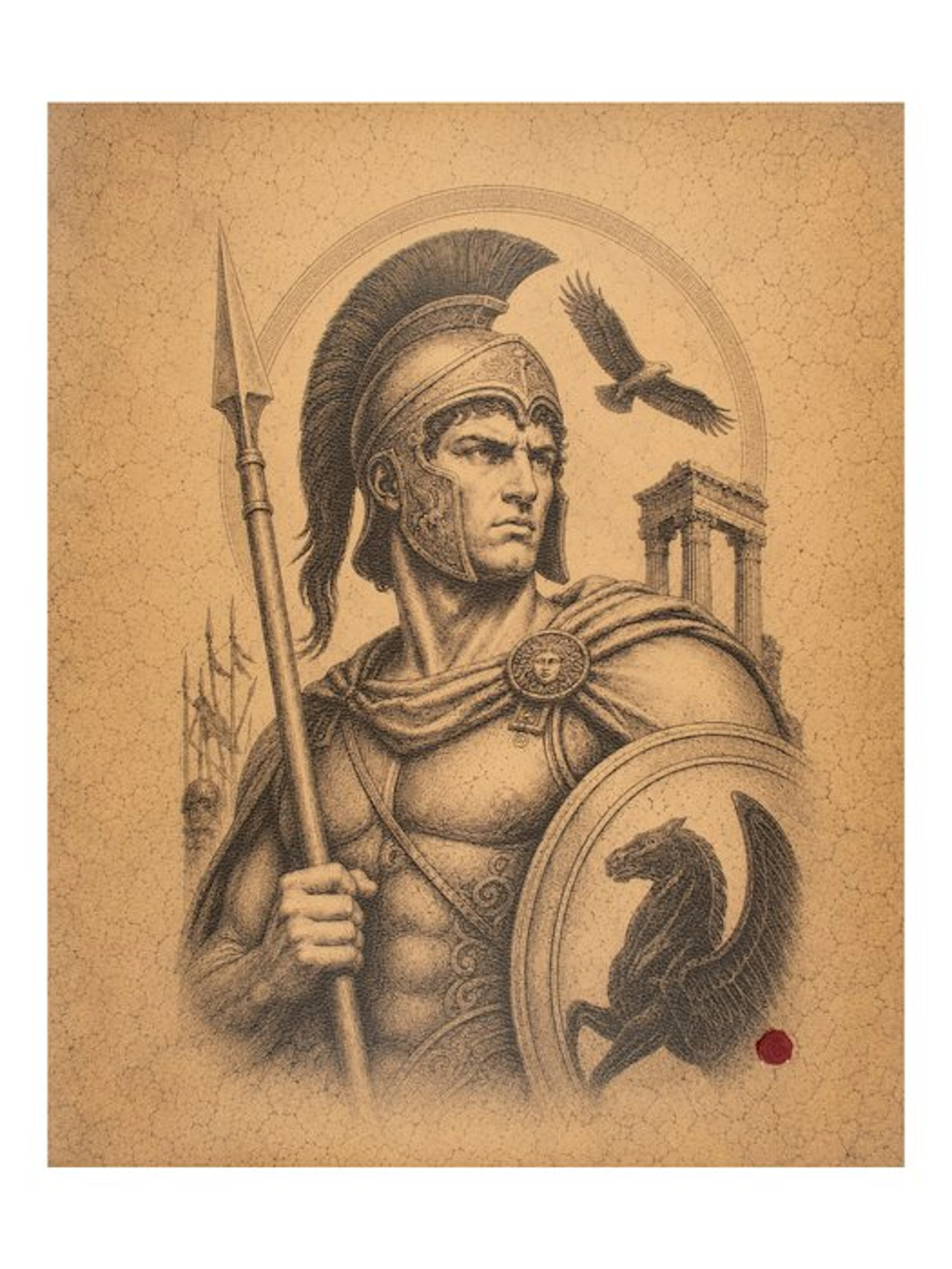 Ares – The God of War – Print on Leather - Tapestry - 84.5 cm - 68 cm
