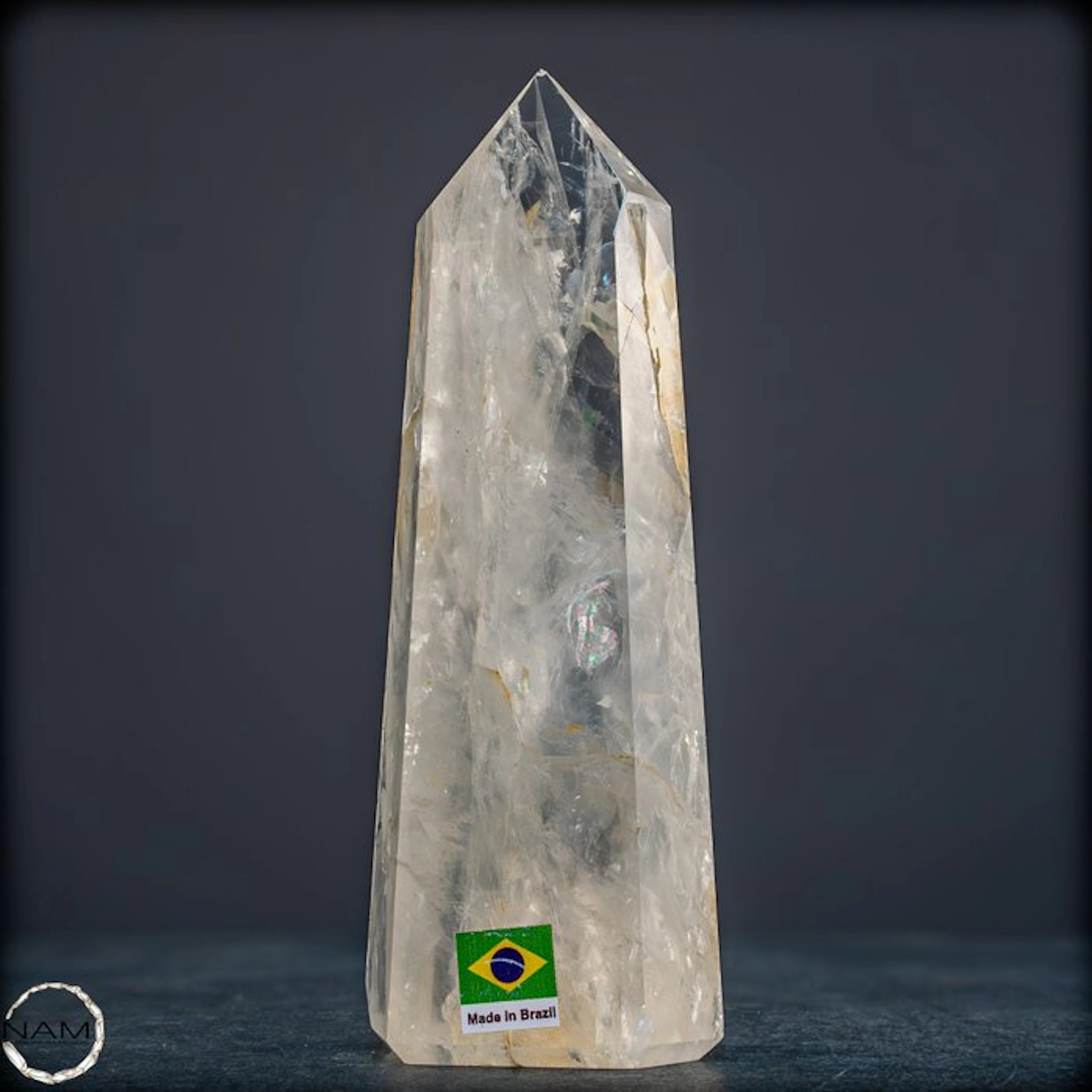 Natural Girasol Quartz Obelisk – Sunlit clarity & gentle shimmer- 481.19 g