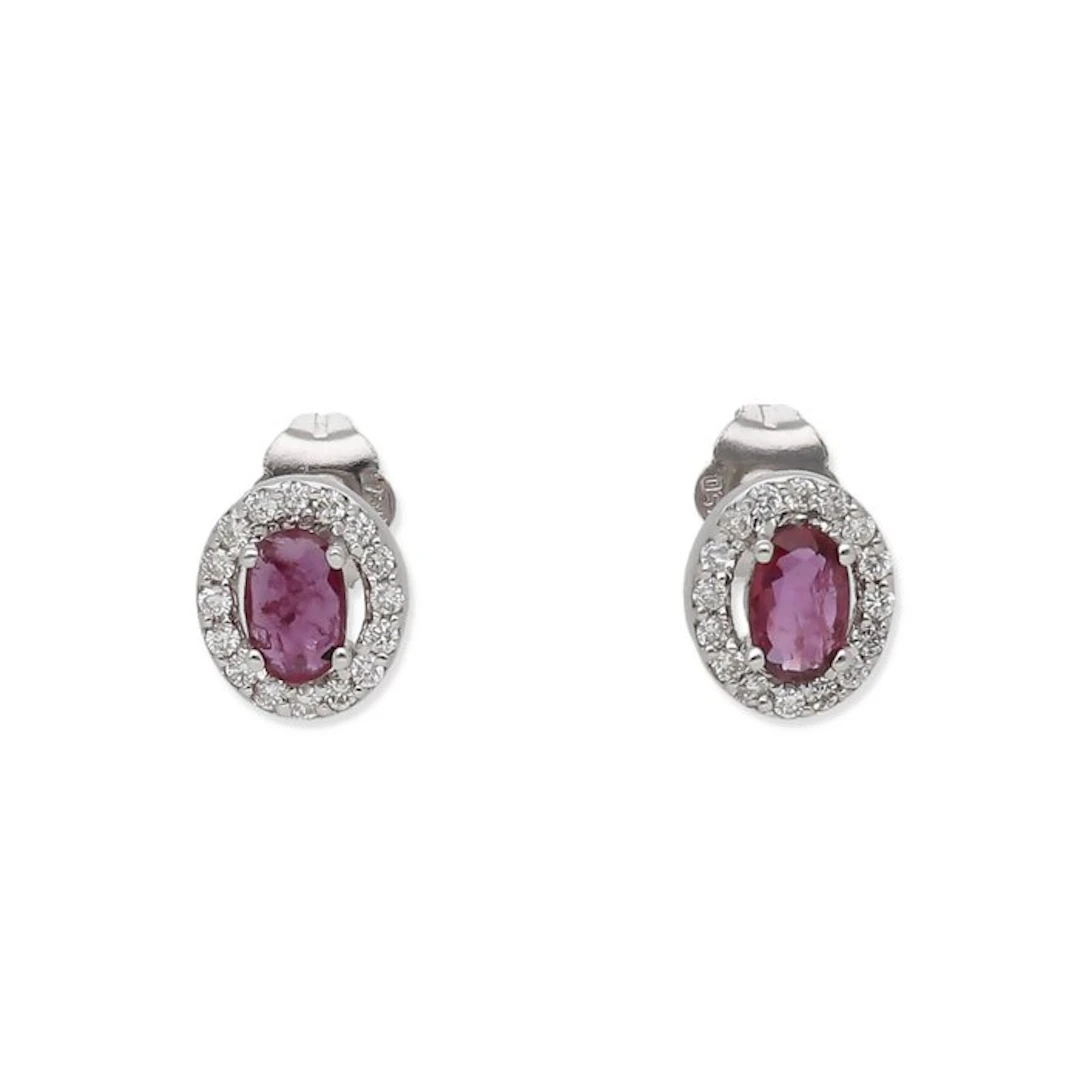 Earrings - 18 kt. White gold Ruby - Diamond