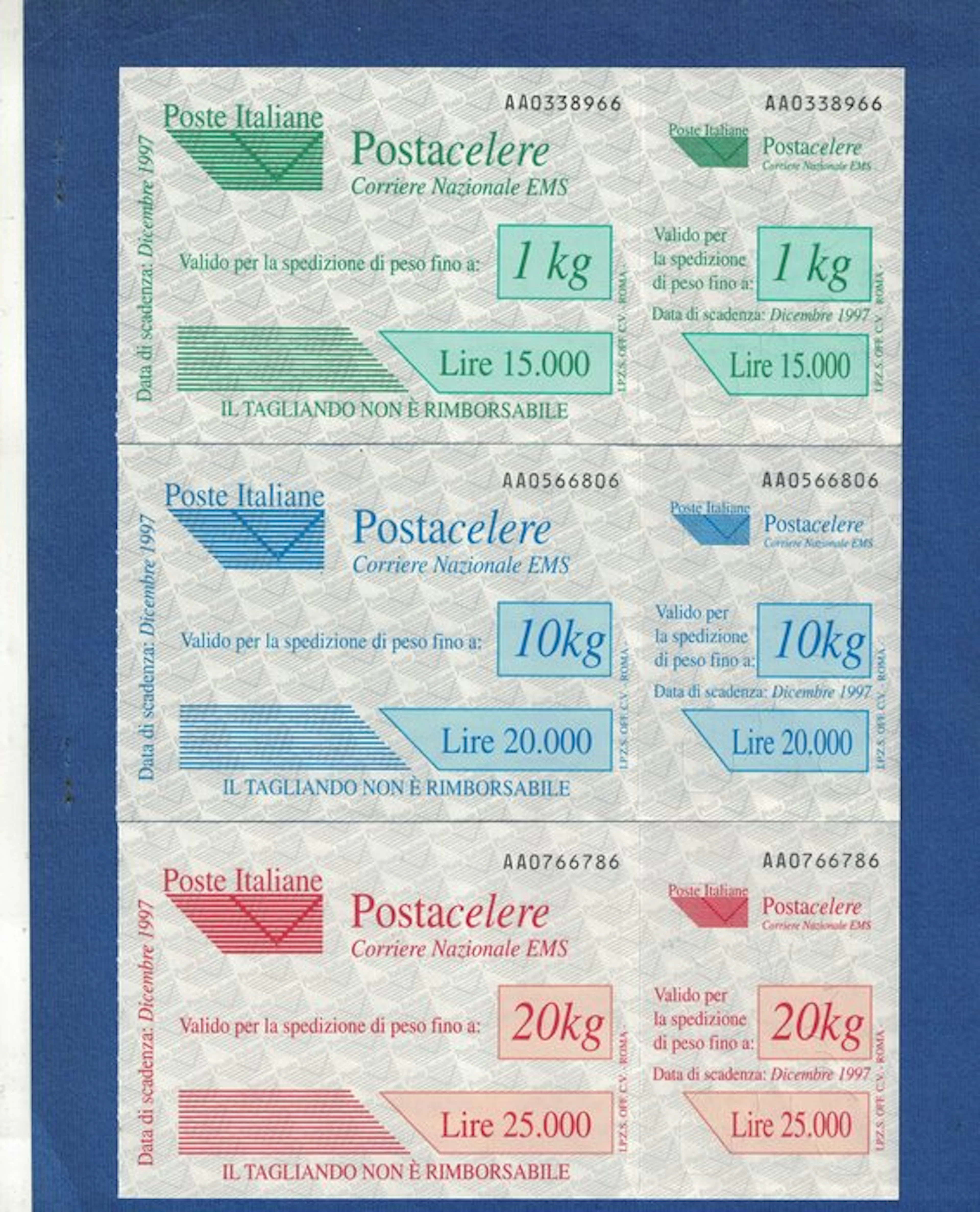 Italian Republic - 1997 Express Mail complete series - sassone S2251