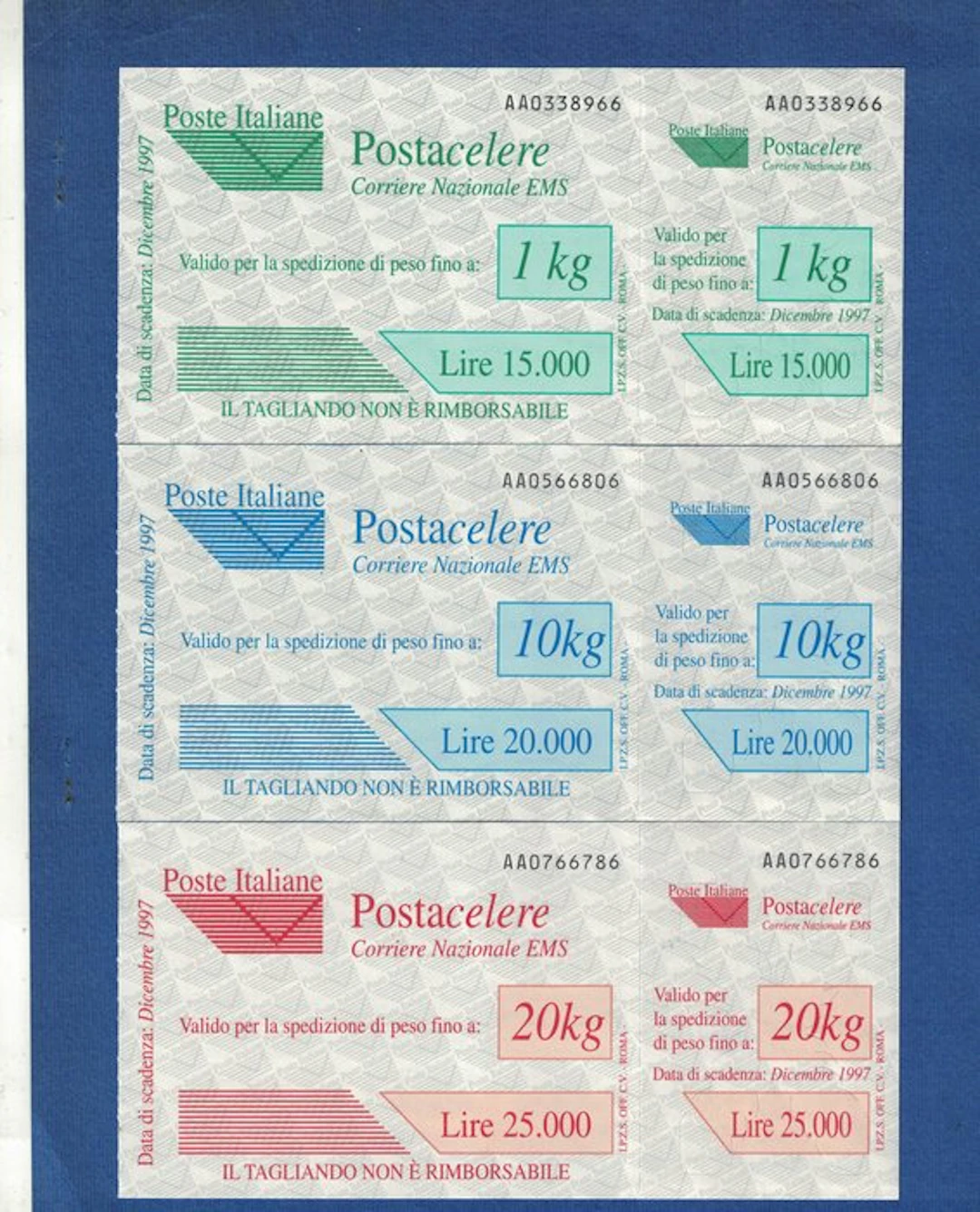 Italian Republic - 1997 Express Mail complete series - sassone S2251