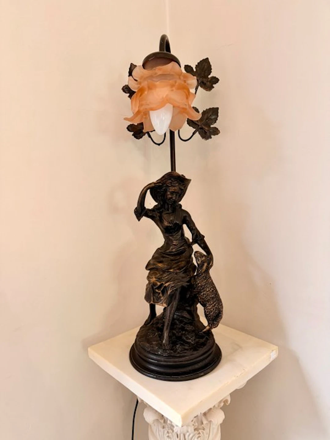 Pegoraro Mario - Table lamp - Resin, Glass - Bergère lamp with sheep’s wool
