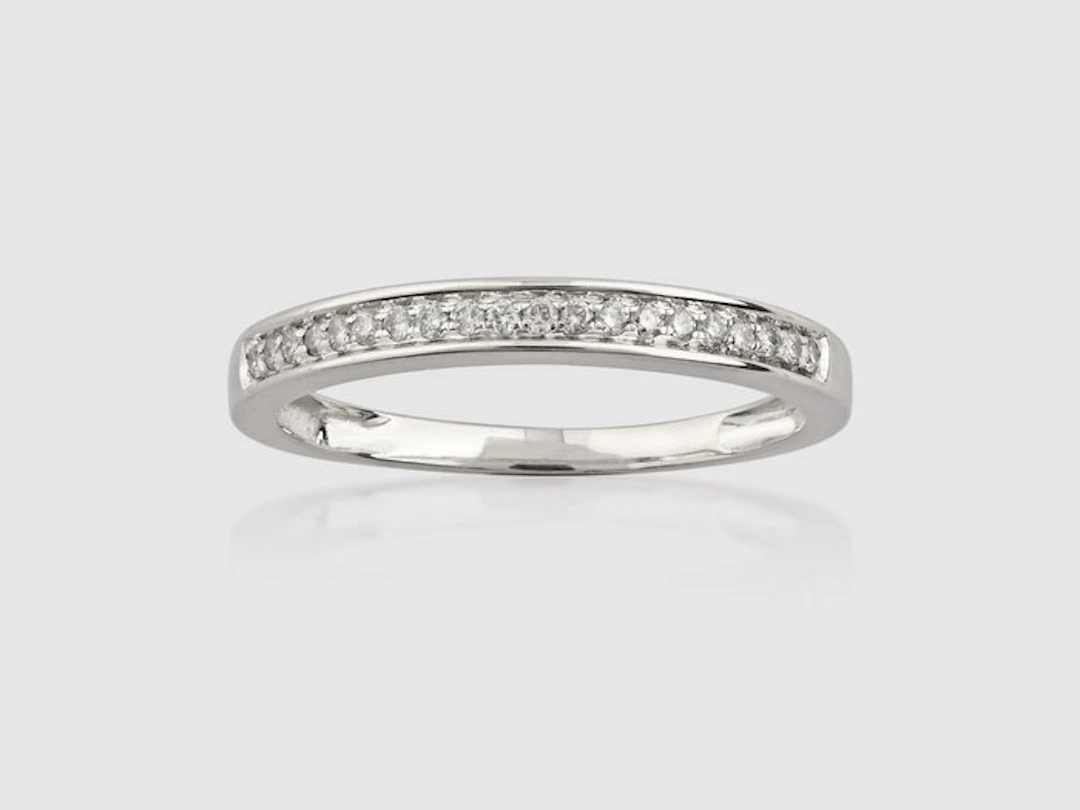 Ring - 14 kt. White gold - 0.10ct. tw. Diamond (Natural)