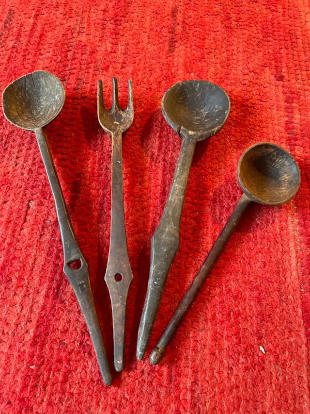 Cutlery set (4) - Wood - Asmat /Feast spoons /