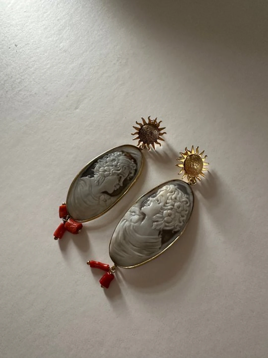 No reserve price - Earrings Silver - Earrings, cameo