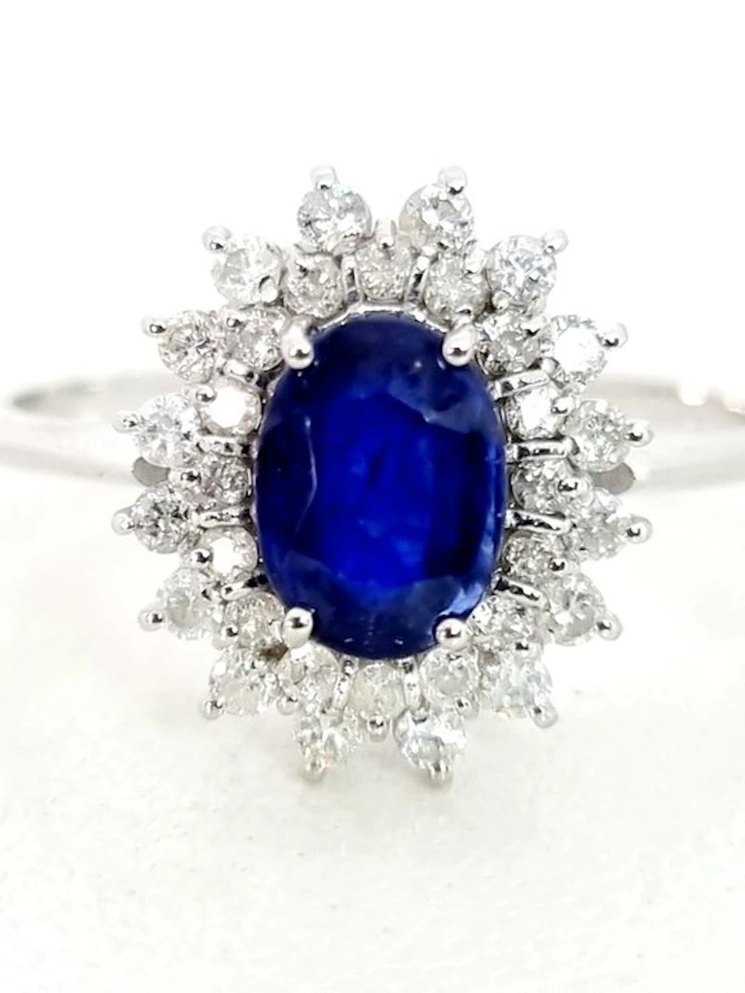 Ring - 18 kt. White gold Sapphire - Diamond