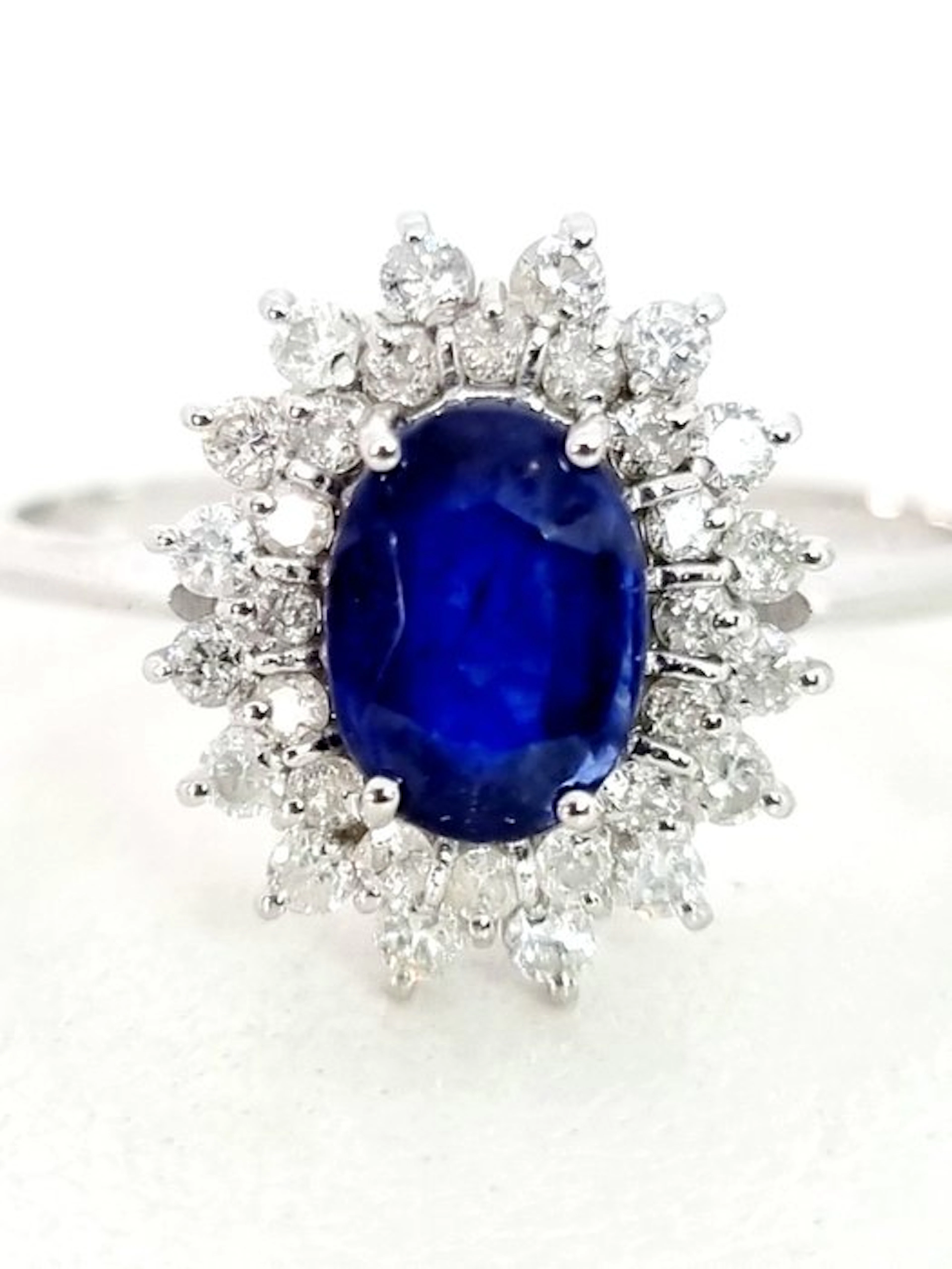 Ring - 18 kt. White gold Sapphire - Diamond