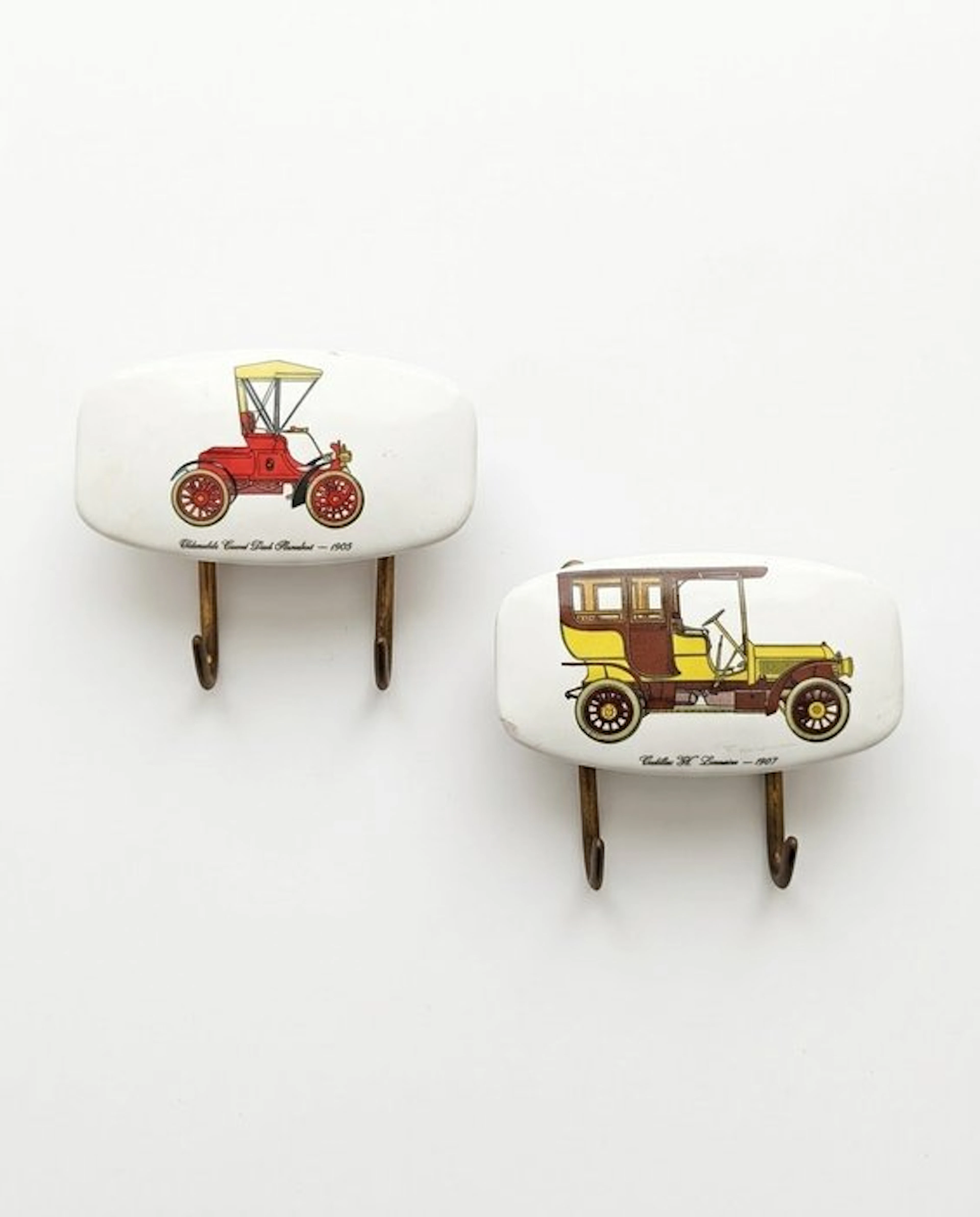 Set of coat hooks (2) - Gilt brass - Brass, Bakelite, Retro