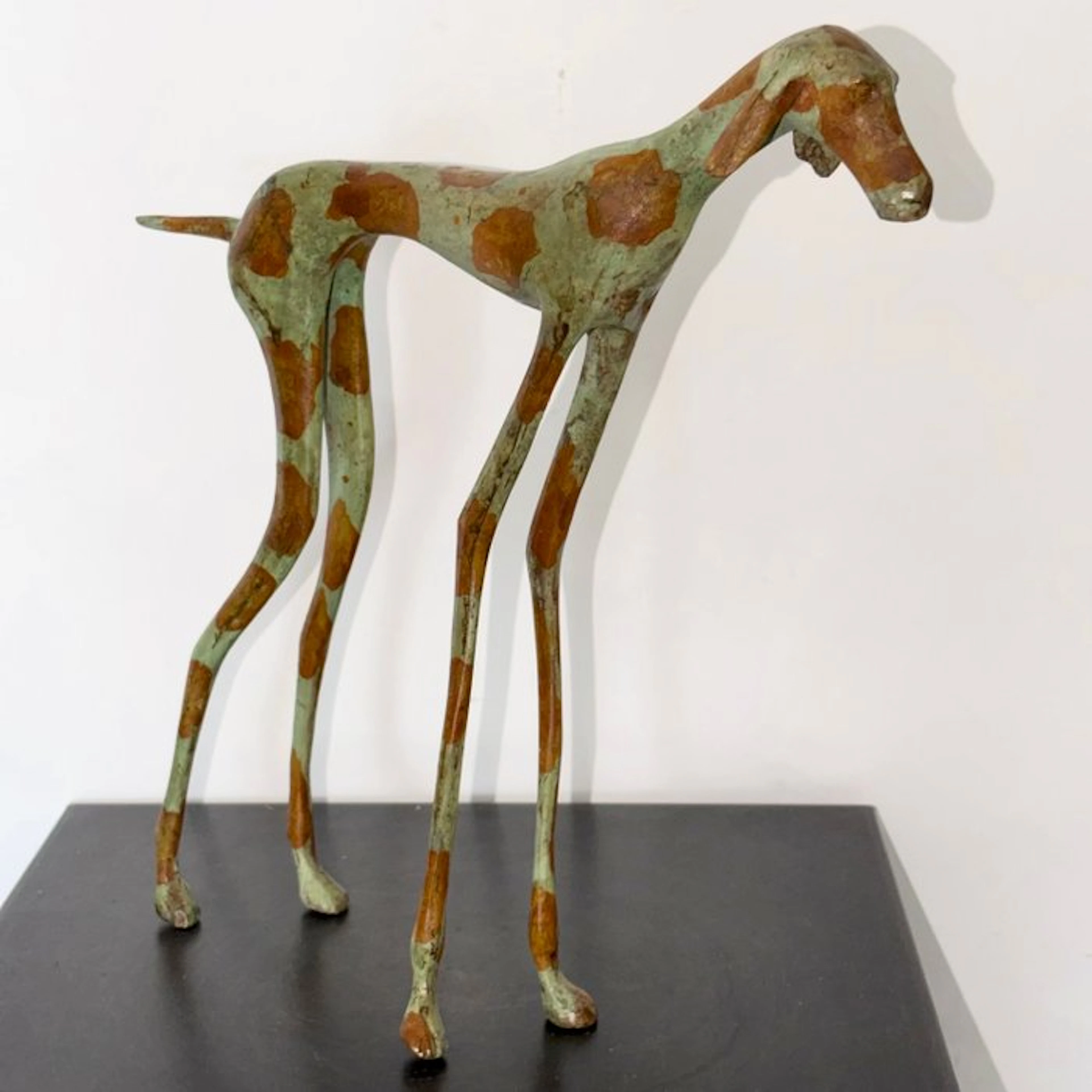 Abdoulaye Derme - Sculpture, Chien, Lévriers stylisé - 28.5 cm - Bronze