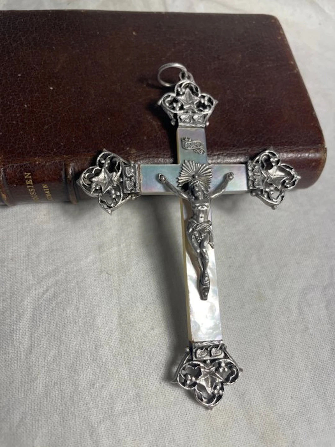 Cross - 4-Incredible 19th-century silver cross (double...