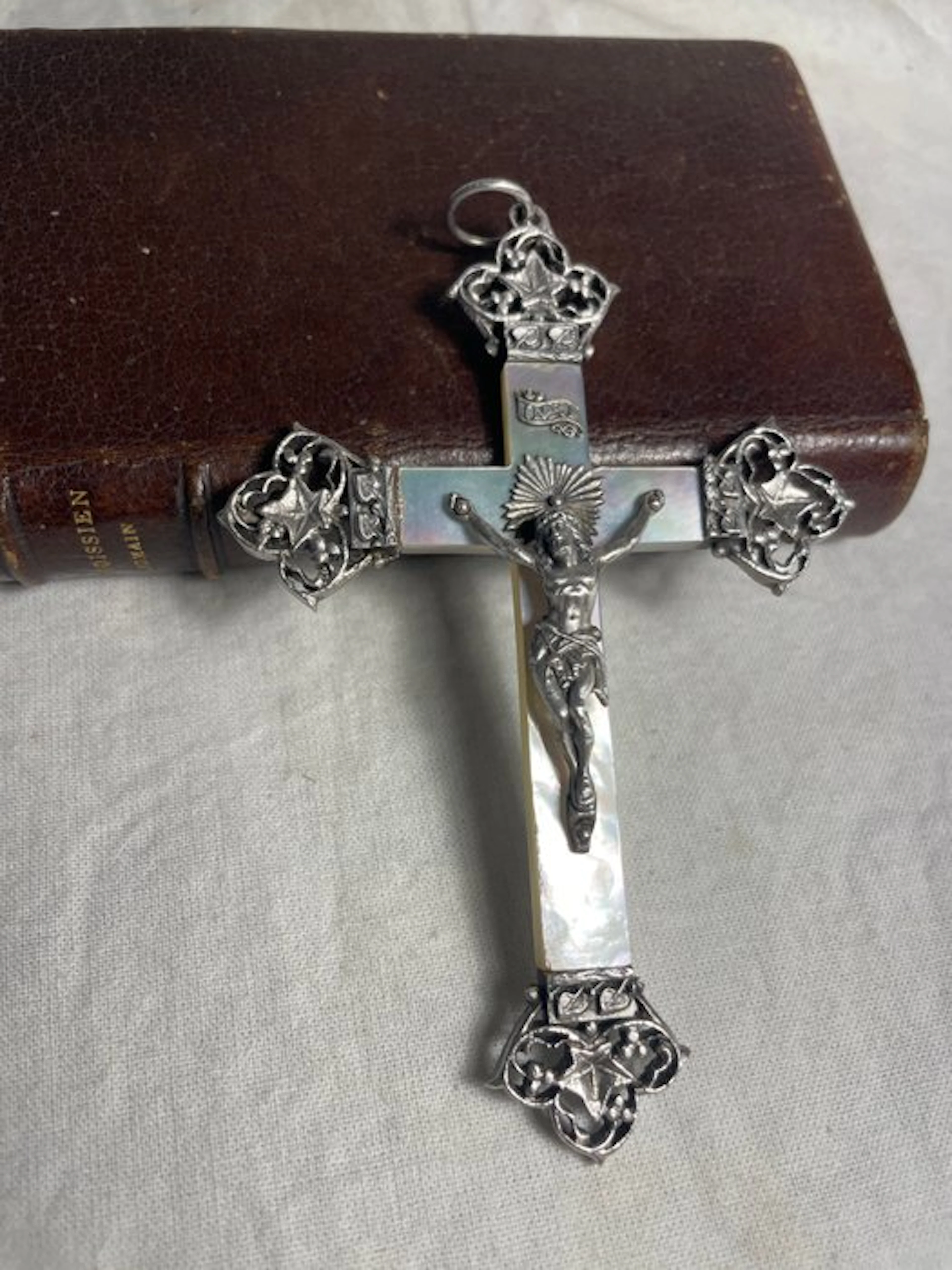 Cross - 4-Incredible 19th-century silver cross (double...