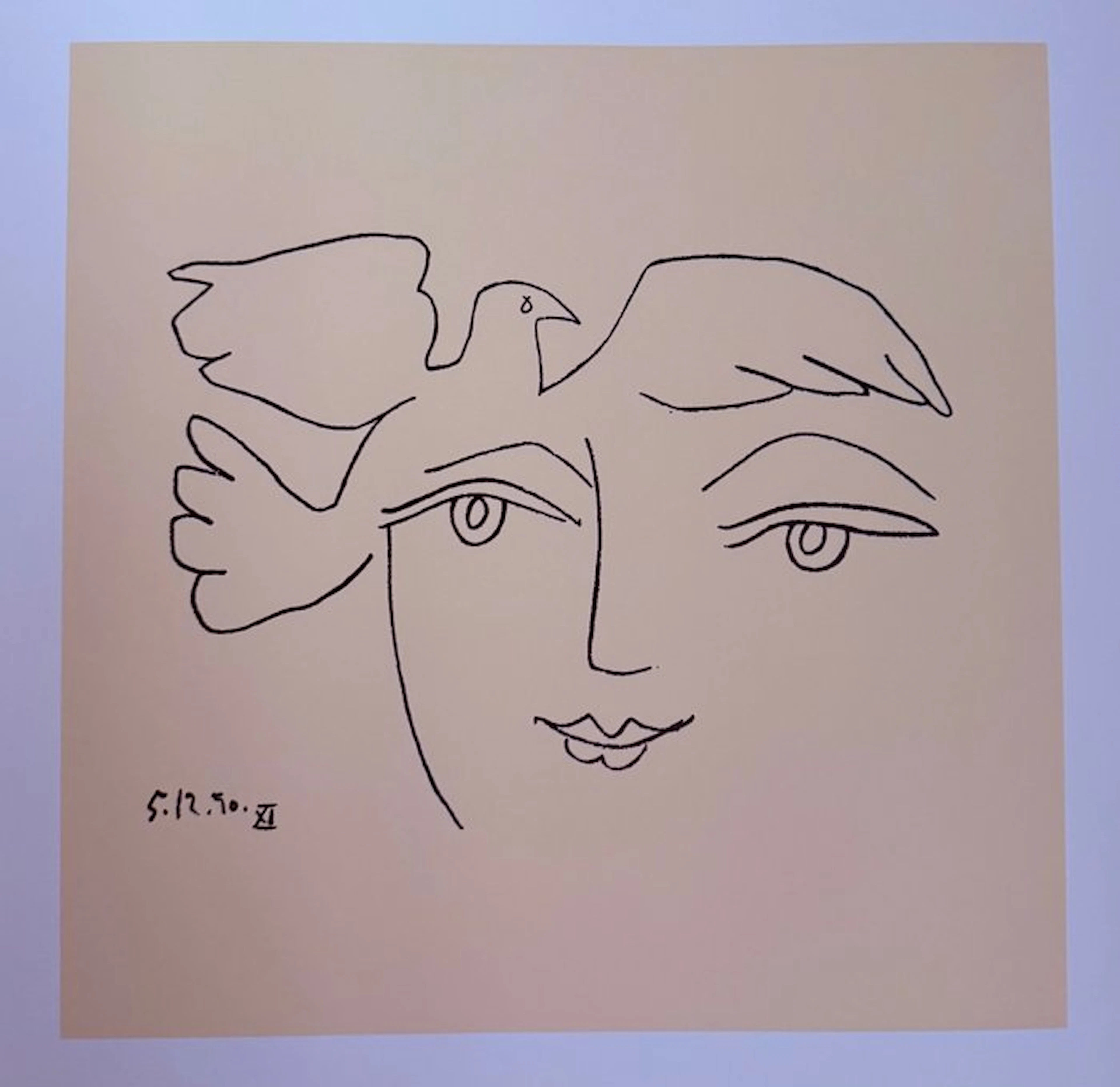 Pablo Picasso - “The Face of Peace XI, 1950”. Gedateerd in de plaat.