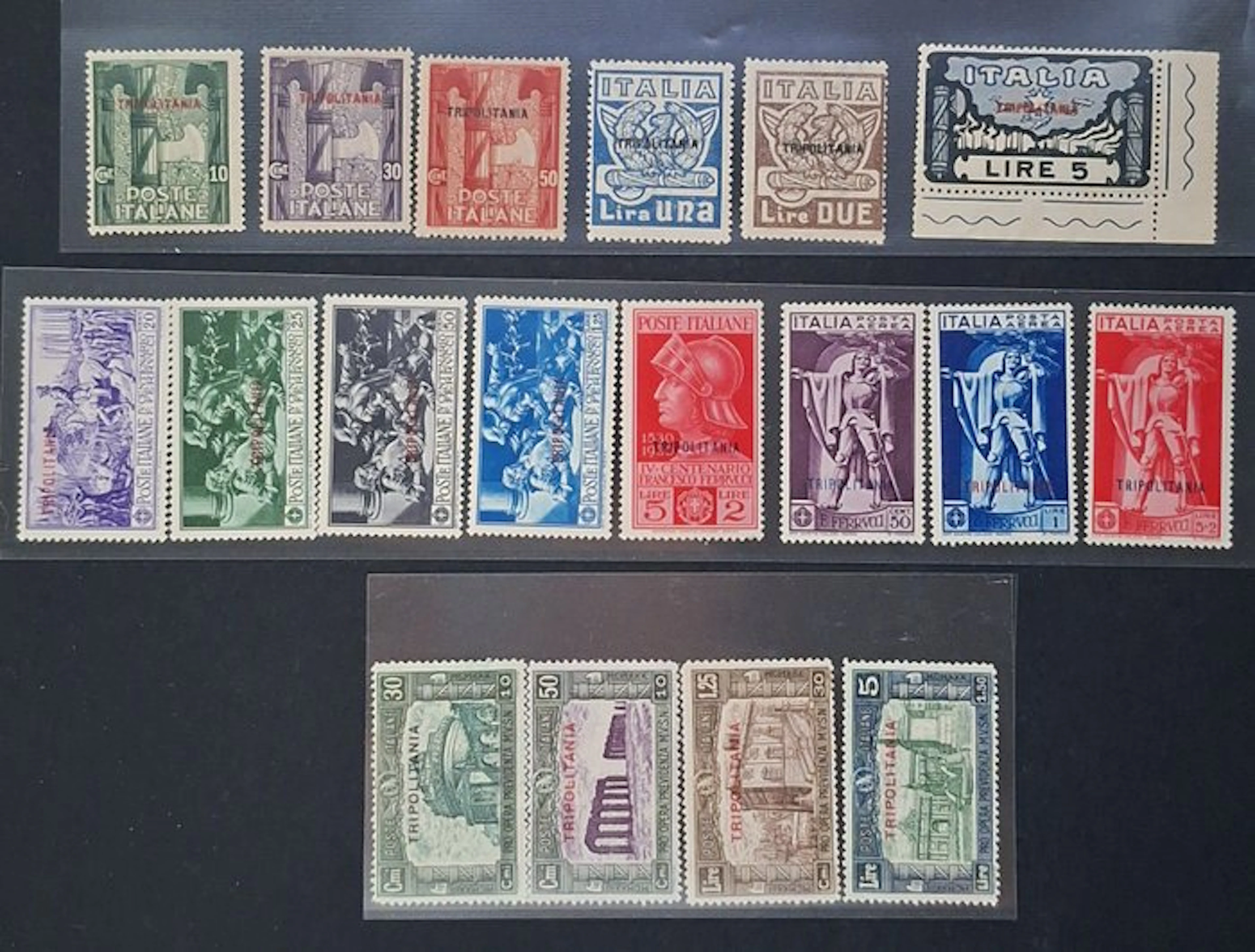 Italian Tripolitania 1923 - three series - Sassone cat S2 - S17a- S18