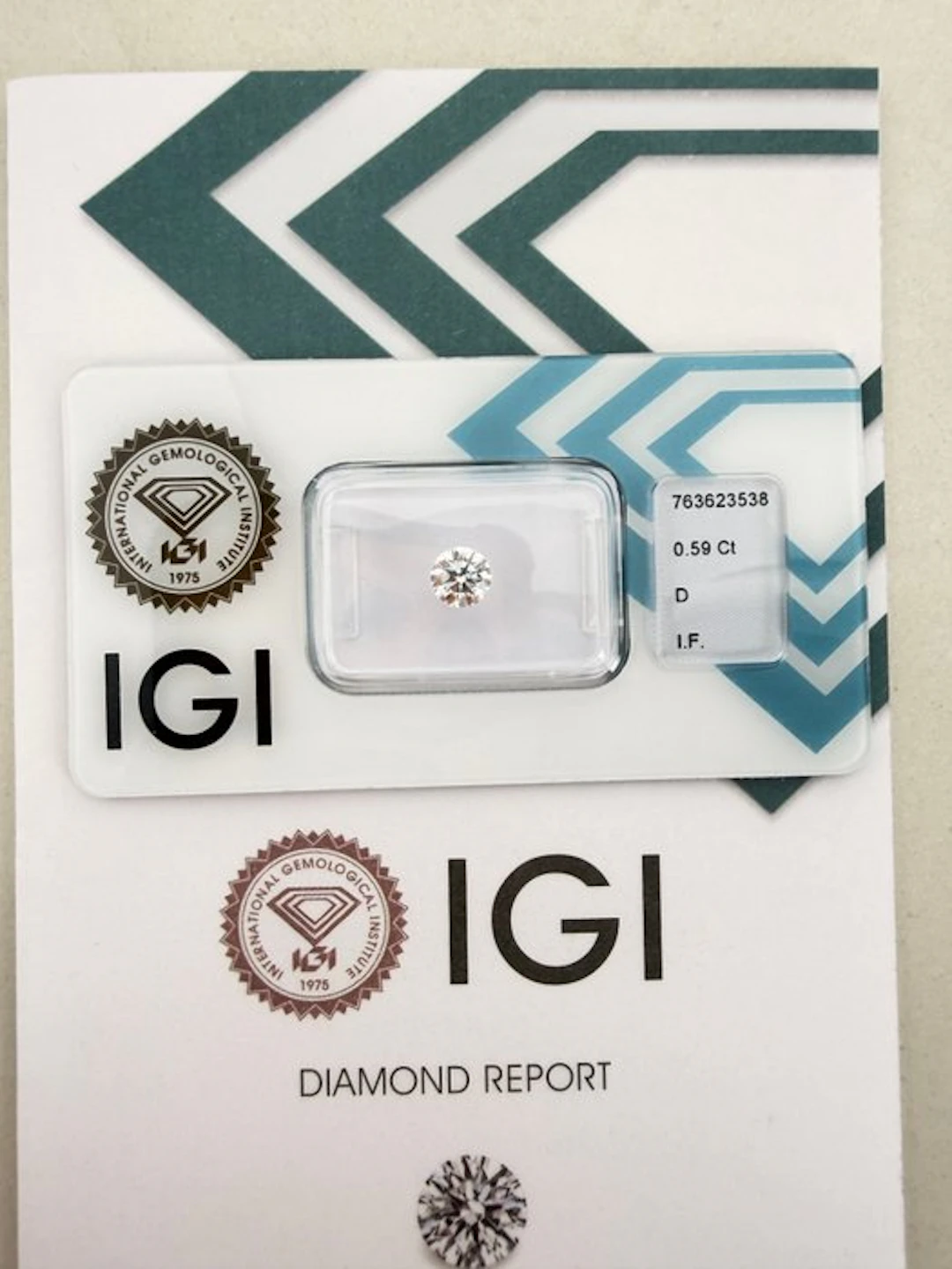 1 pcs Diamond (Natural) - 0.59 ct - Round - D...