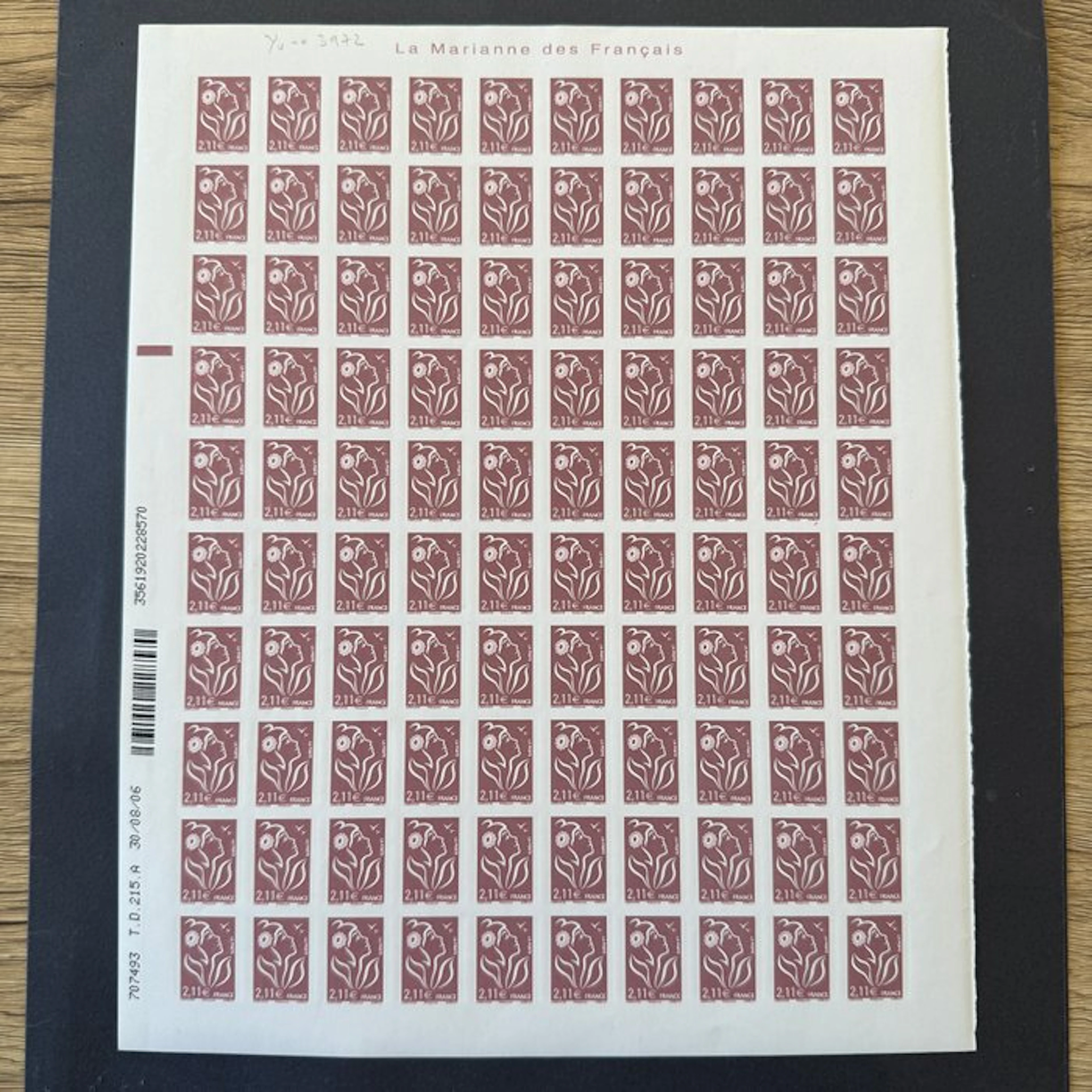 France - Yvert 3972b "Marianne Lamouche €2.11" complete sheet