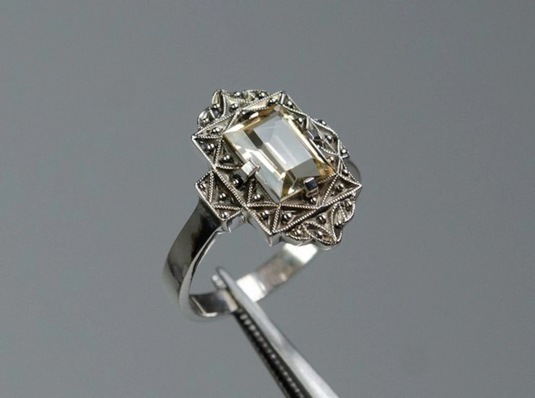 - 835 silver - natural citrine - Ring
