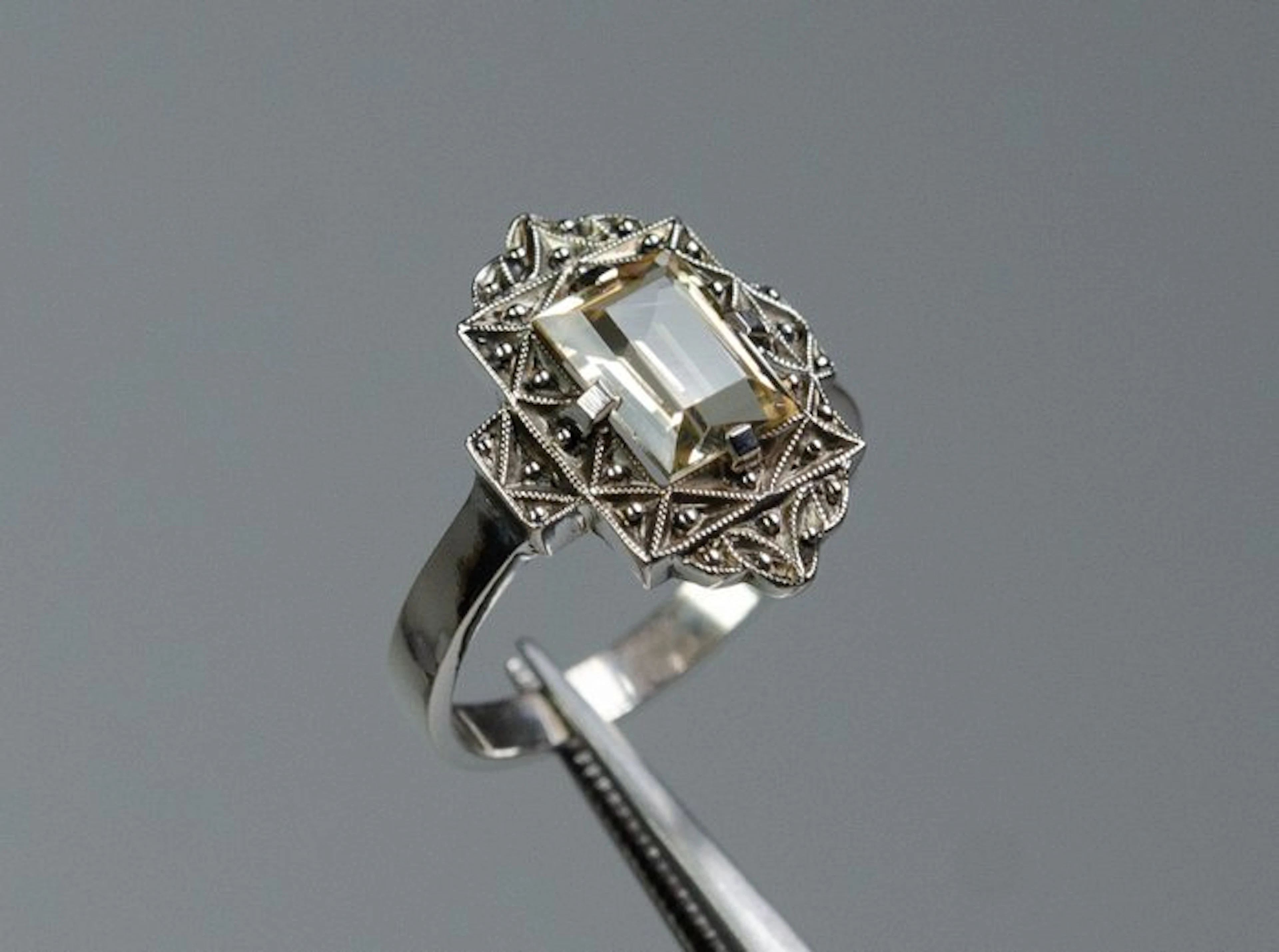 - 835 silver - natural citrine - Ring
