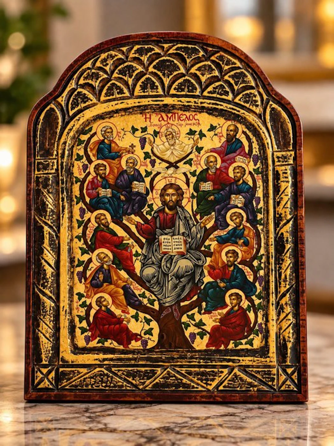 Icon - Christ, True Vine - Wood, gold leaf - 1970-1980