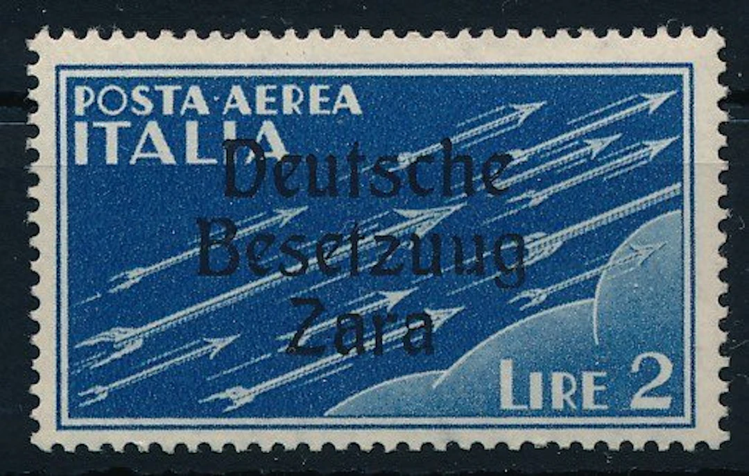German Empire - Occupation of Zara 1943 - Airmail stamp 2 Lire with overprint