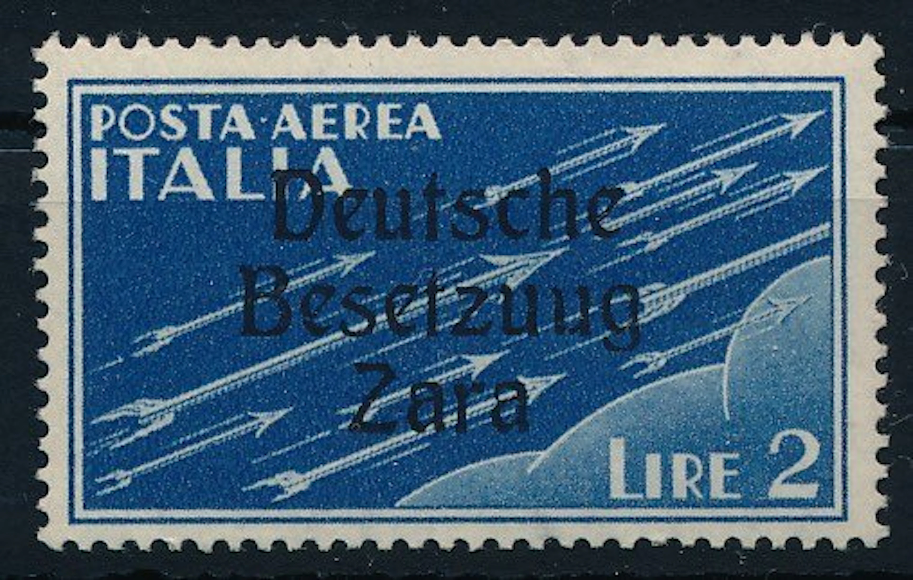 German Empire - Occupation of Zara 1943 - Airmail stamp 2 Lire with overprint