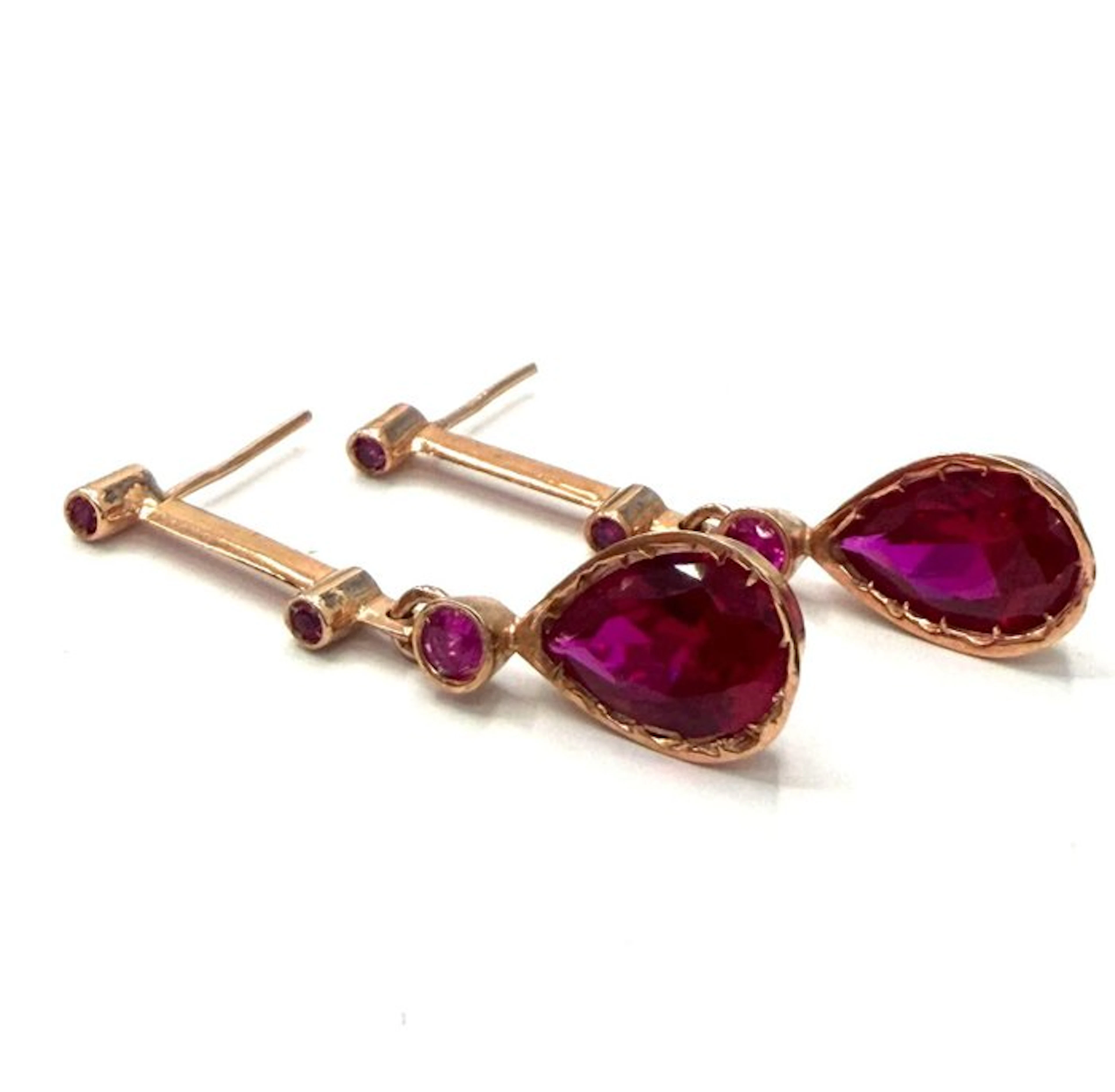 No reserve price - Earrings - 9 kt. Rose gold, Silver Spinel - Diamond
