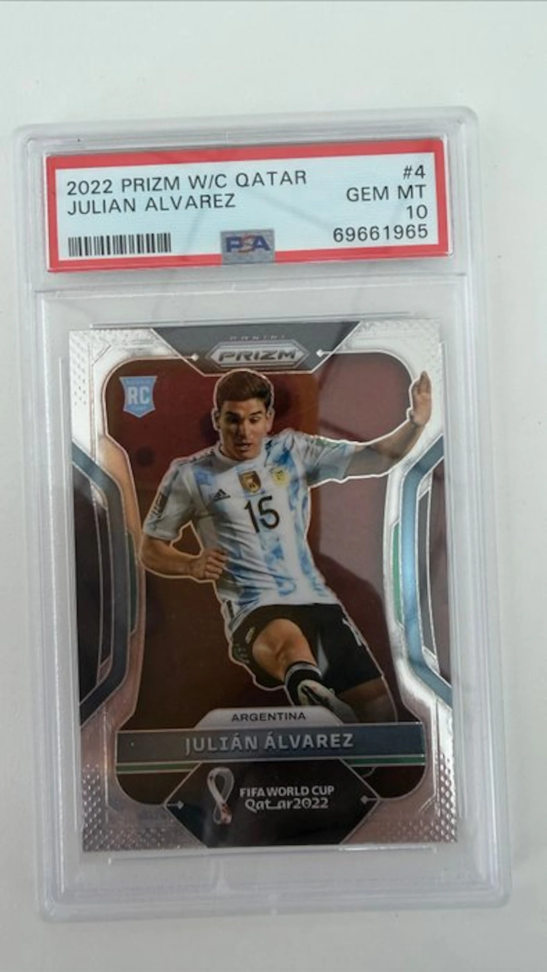 2022 Panini Prizm Julián Álvarez RC PSA 10 prizm #4...