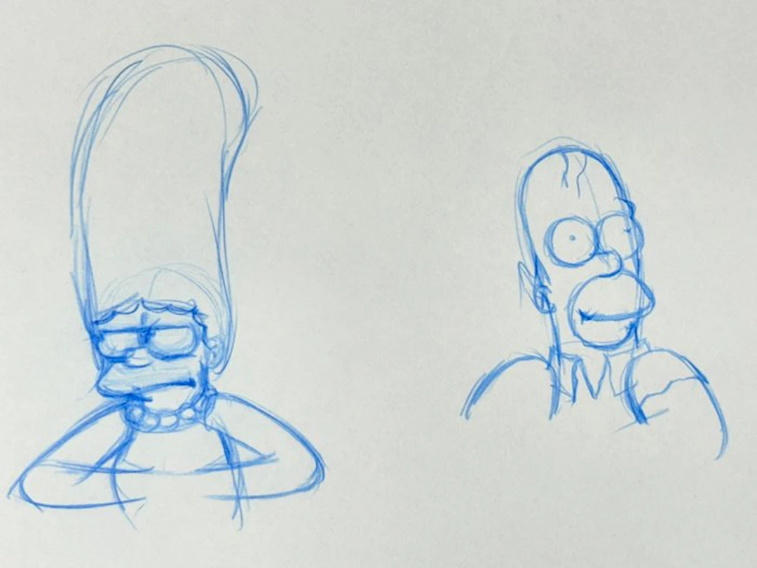 Gracie Films (1992) - Original Animation Drawing of Homer and Marge Simpson