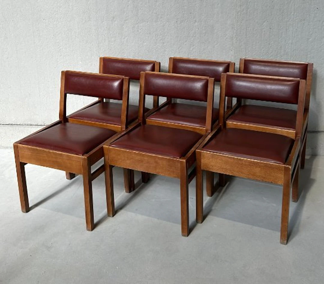 Chair - Oak - Set of six vintage chairs