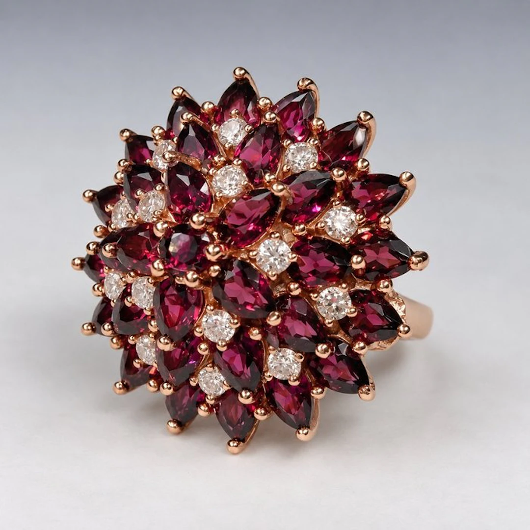 No reserve price - Ring 18K Rose Gold Plated 925 Sterling...