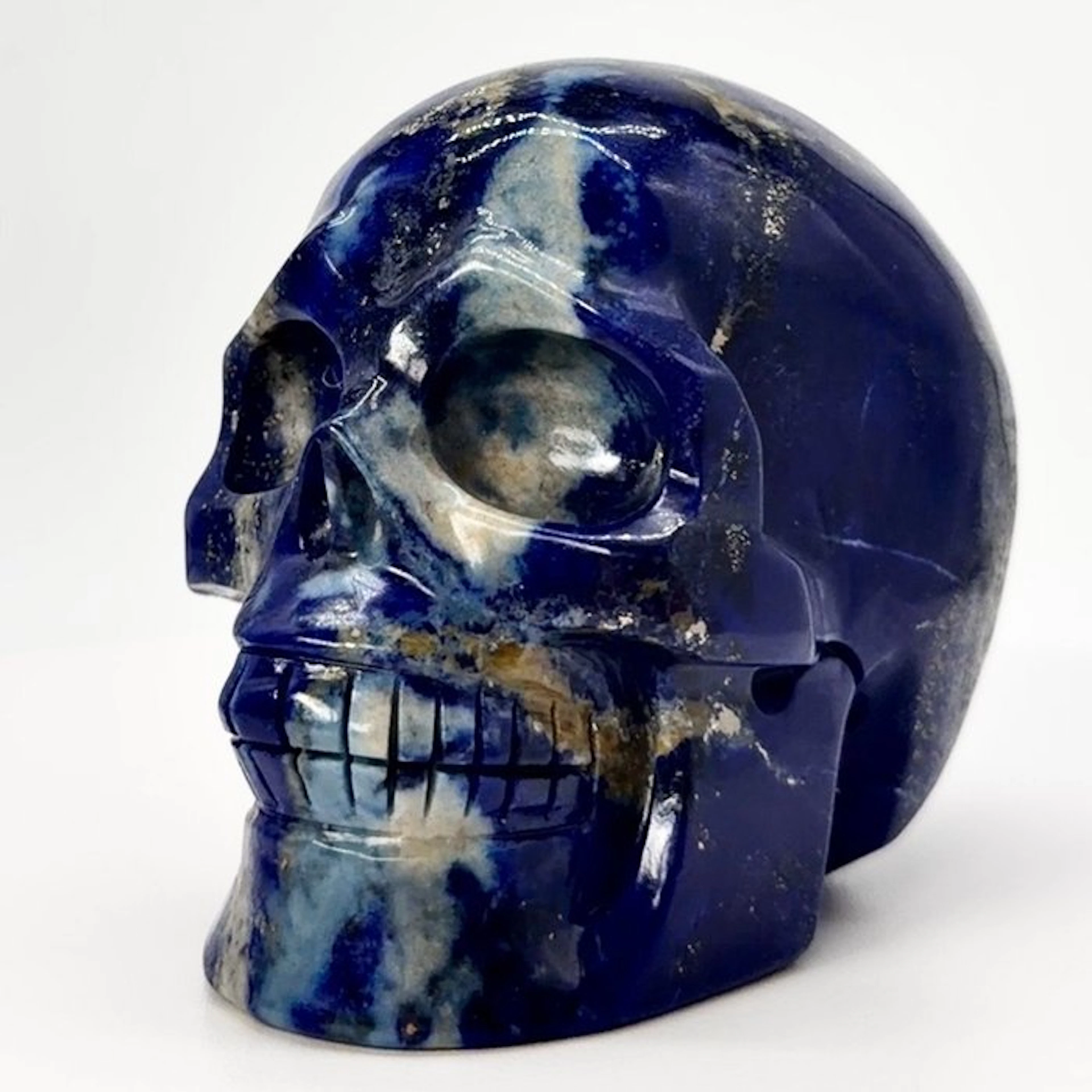 XXL - Skull in natural lapis lazuli - premium Carving...