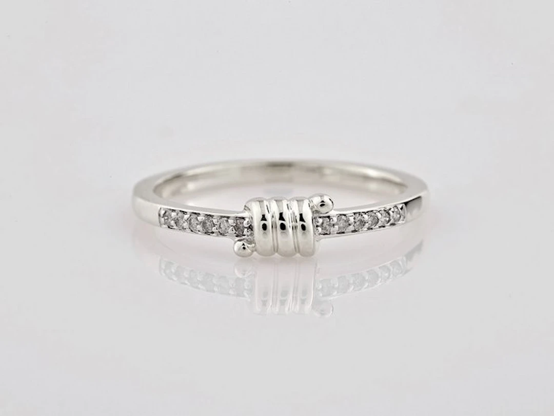 No reserve price - Ring - 14 kt. White gold - 0.06ct. tw. Diamond (Natural)