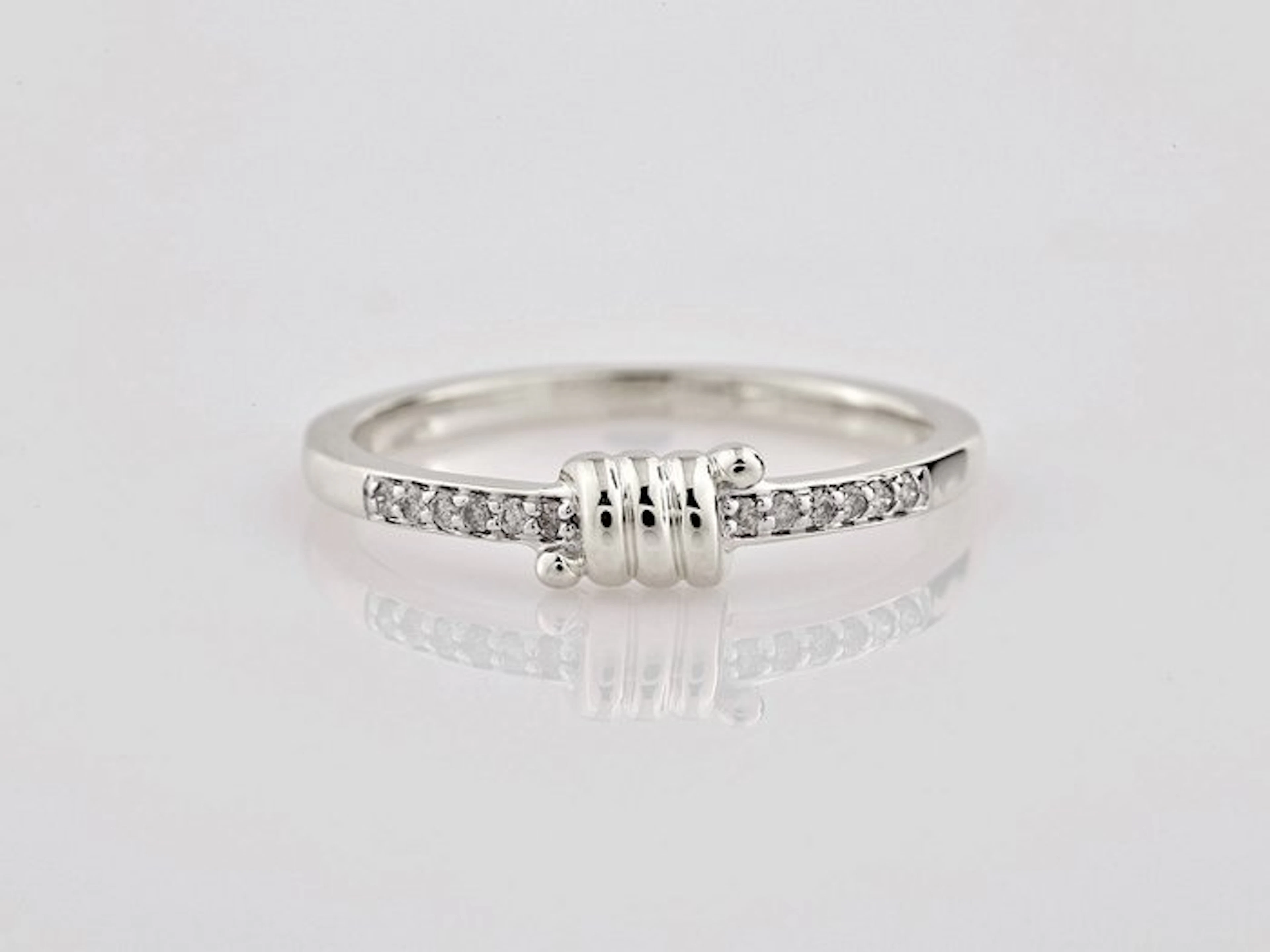 No reserve price - Ring - 14 kt. White gold - 0.06ct. tw. Diamond (Natural)
