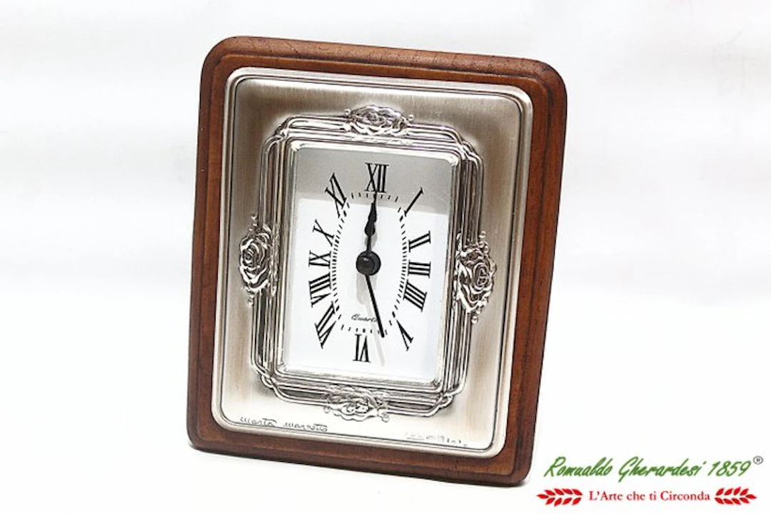 Mantel clock - Valenti & Co in Lastra Argento firmato...