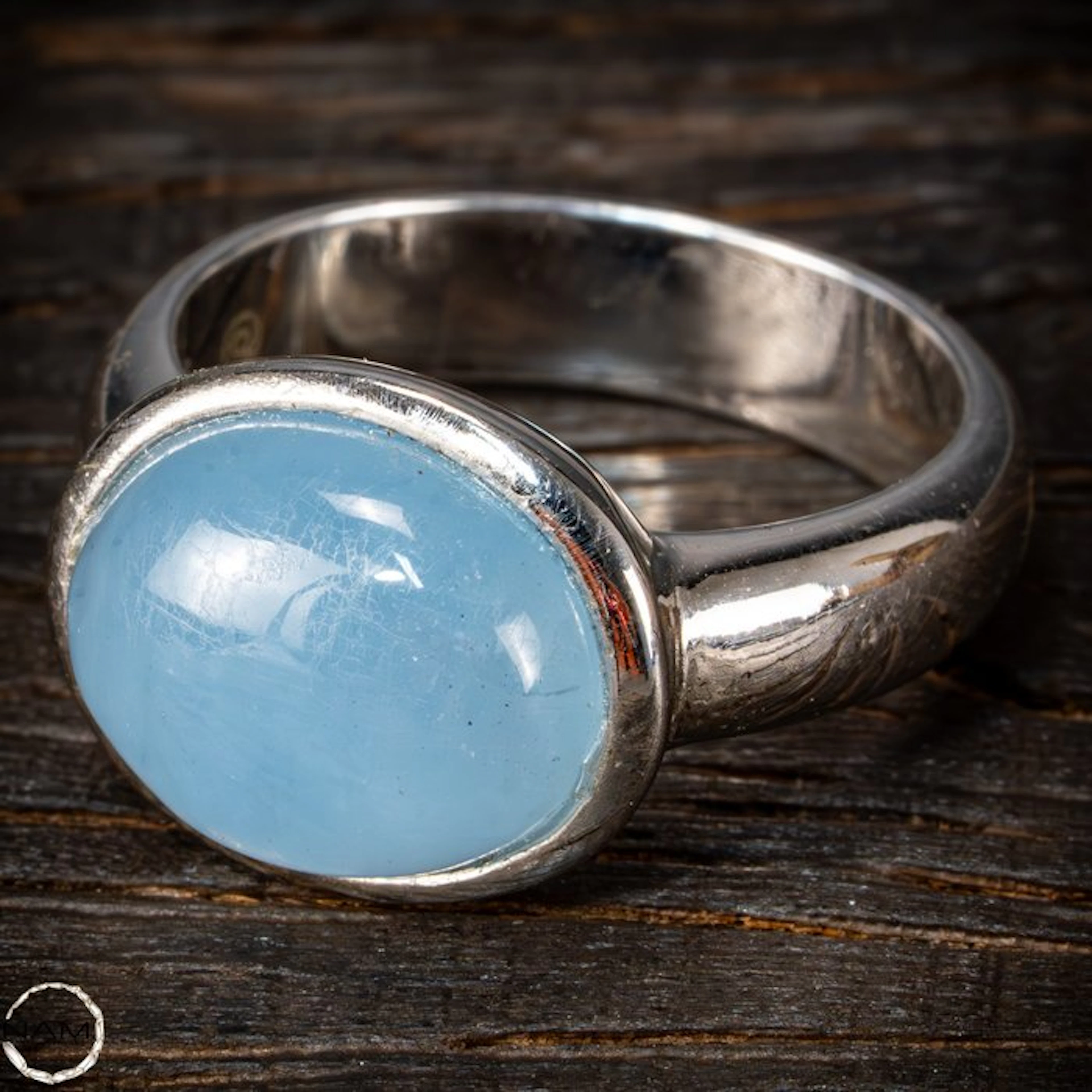 Natural First Quality Aquamarine Cabochon Ring- 925 Silver 31.2 ct- 6.24 g