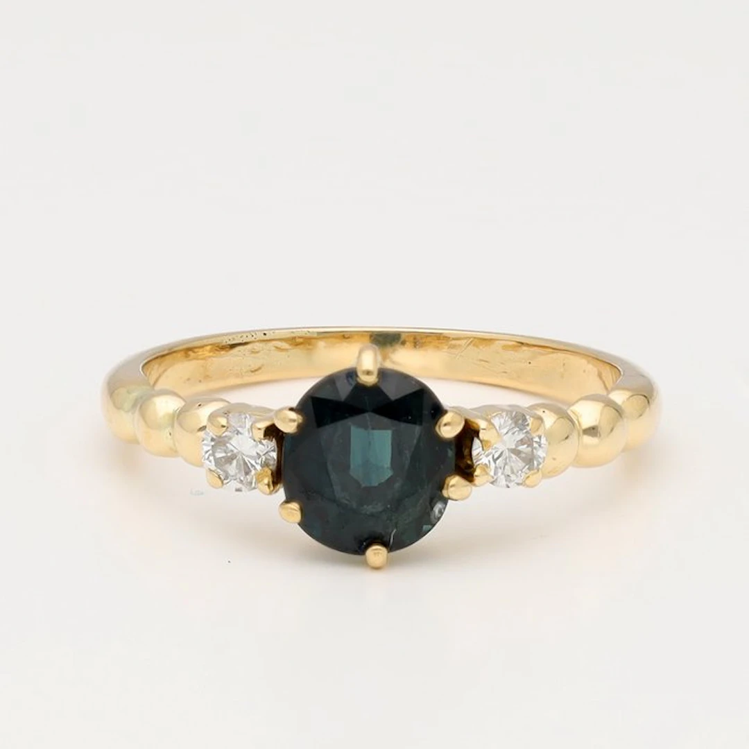 Ring - 18 kt. Yellow gold - 1.39ct. tw. Sapphire - Diamond