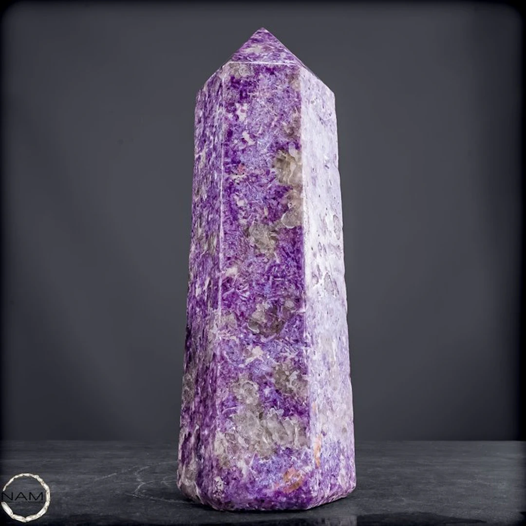 Unicorn Lepidolite Obelisk with Rubellite – Gentle magic...