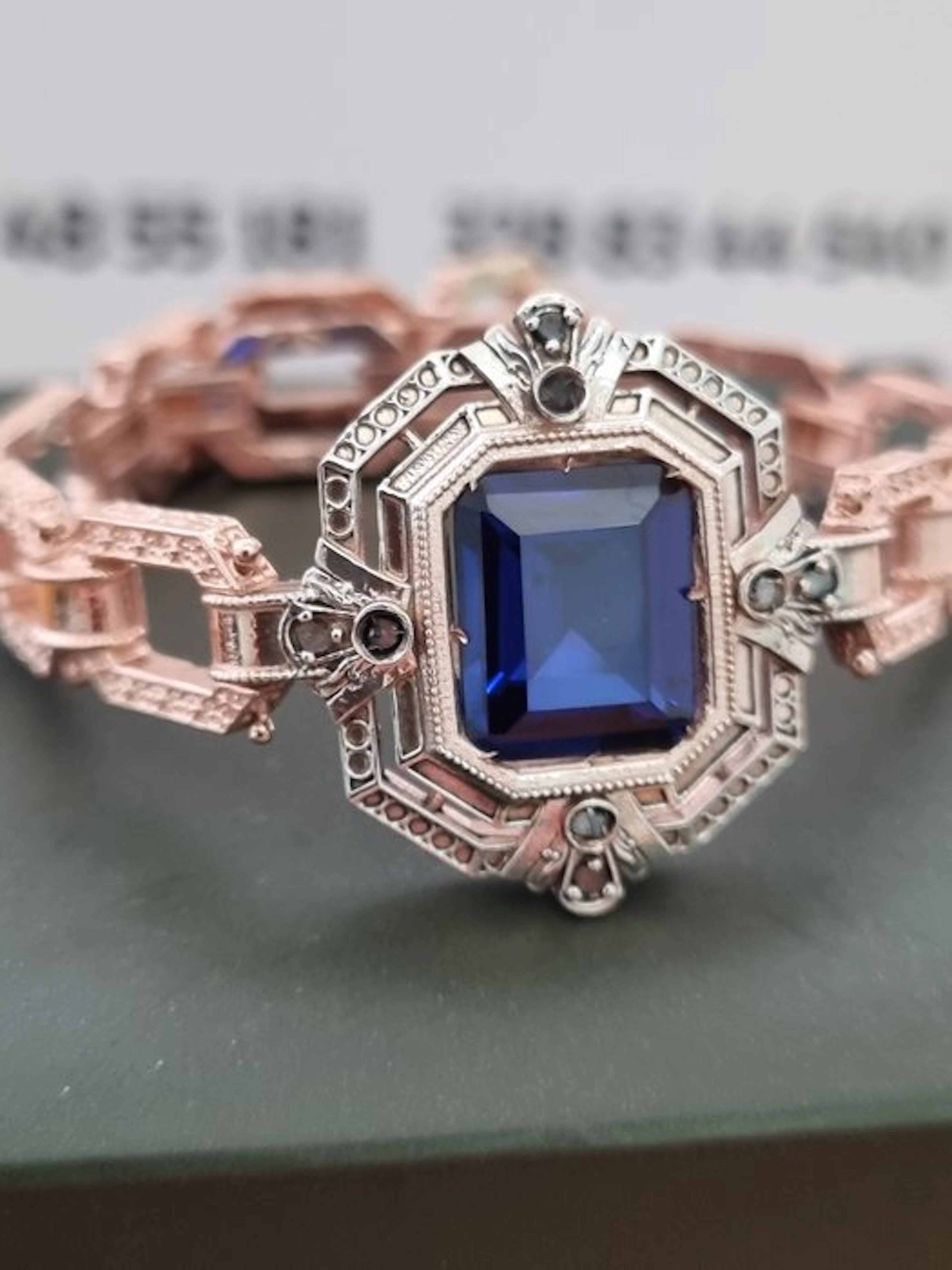 No reserve price - Bracelet - 9 kt. Silver, Rose gold Sapphire - Diamond