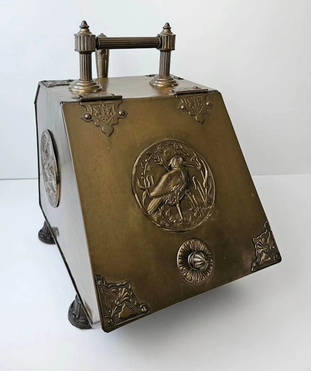 Zeldzame Art Nouveau Kolenbak / Houtbak - Rack - Copper