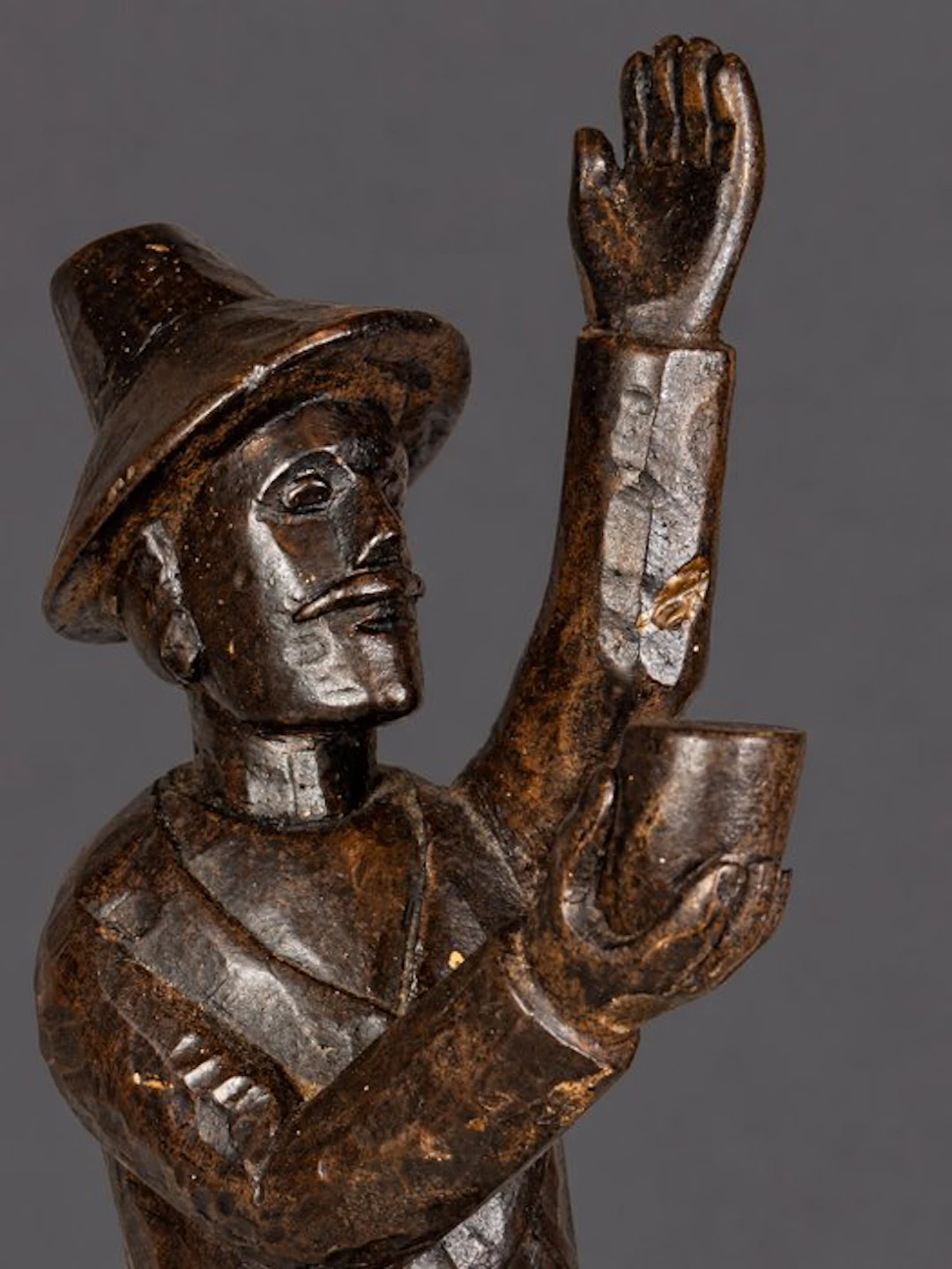 Sculpture, Man met snor - 32 cm - Metal