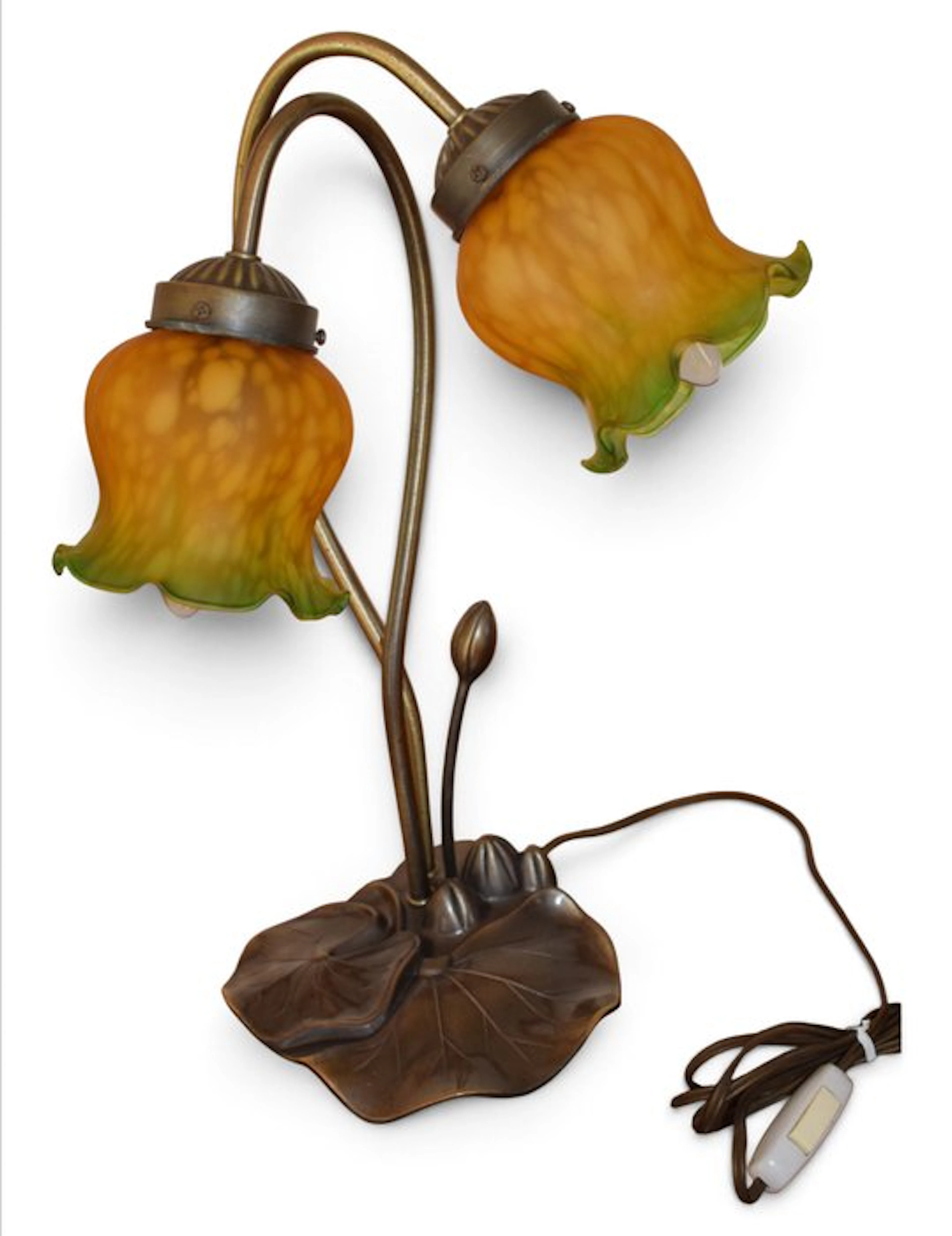 Art Nouveau - Table lamp - A desk lamp - Tulip in pâte de verre