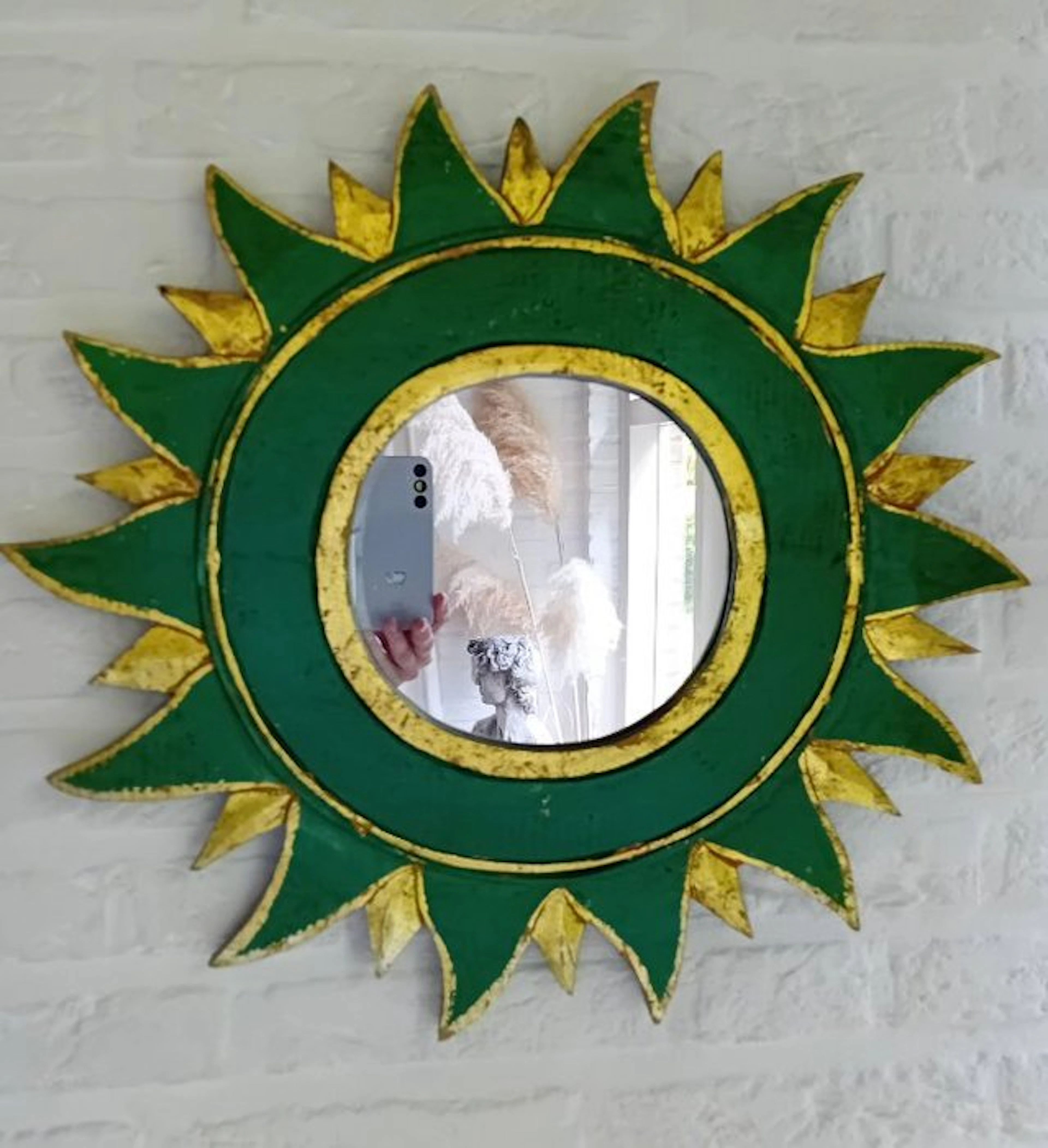 Wall mirror - wood glass - Sun Mirror