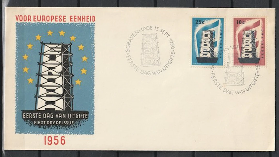 Netherlands - 1956 FDC E27 European stamps. With certificate.