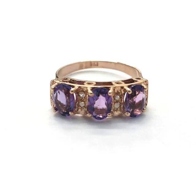 No reserve price - Ring - 9 kt. Rose gold, Silver Spinel - Diamond
