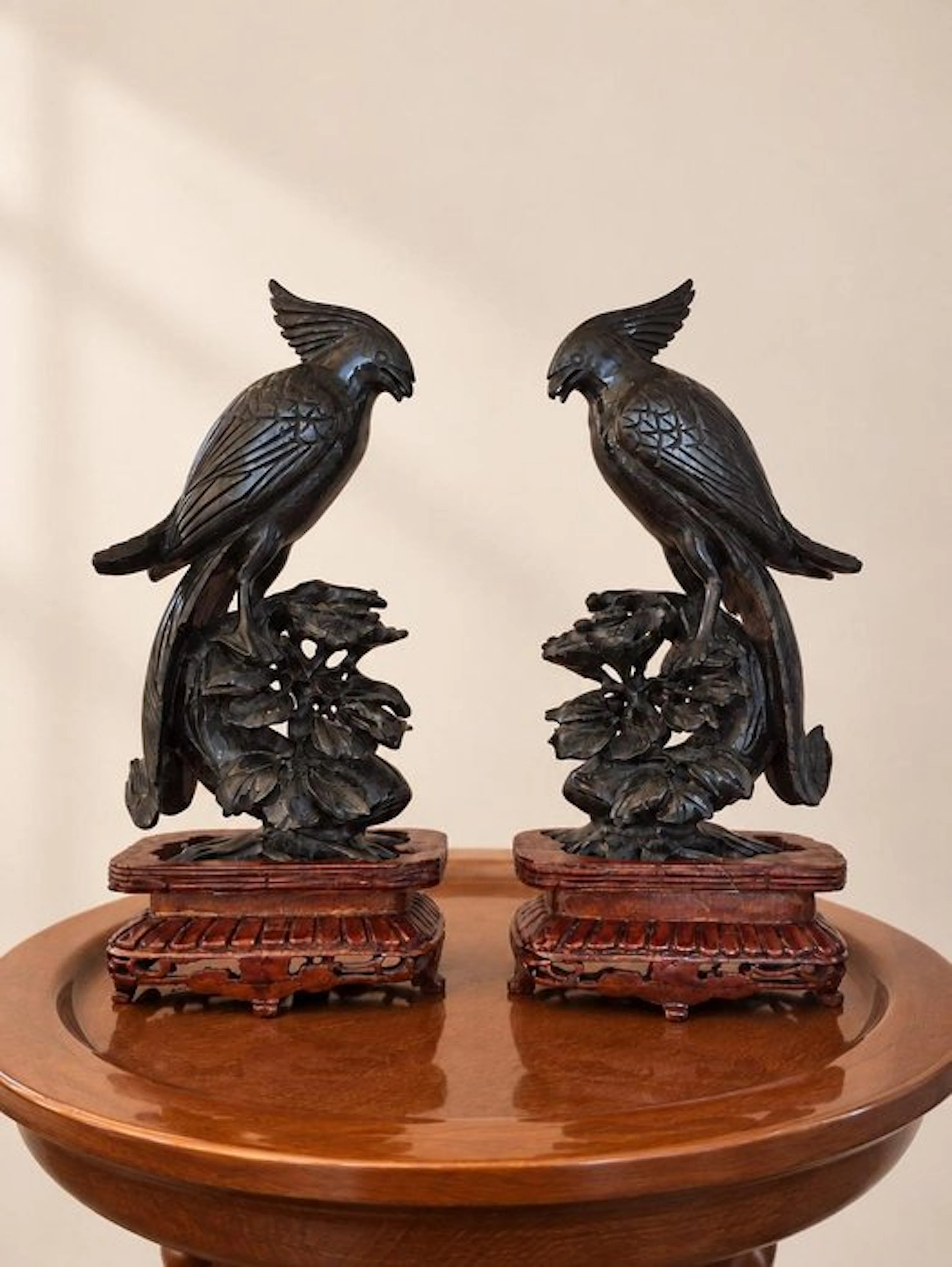 Pareja pajaros chino talladi a mano - Stone - China (No reserve price)