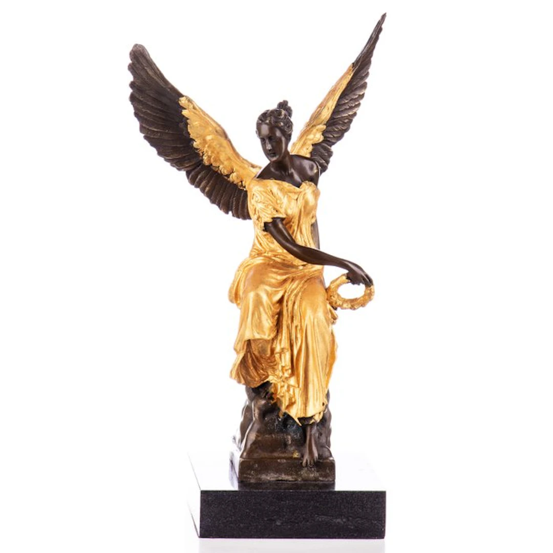 Figure - Goldene Bronzefigur Engel – 32 cm hoch –...
