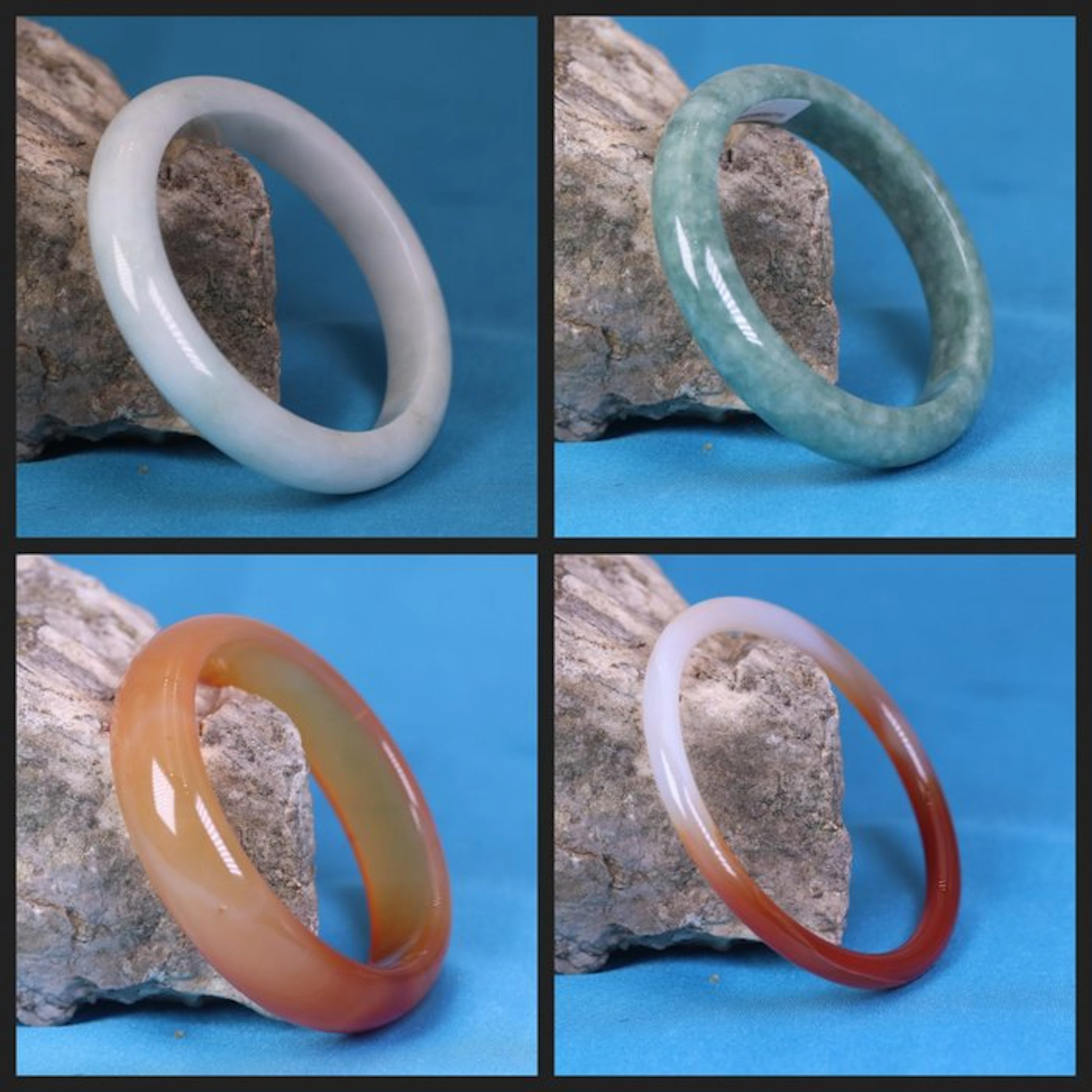 Jadeite Jadeite and agate - bracelet - carved from a single piece- 180 g - (4)